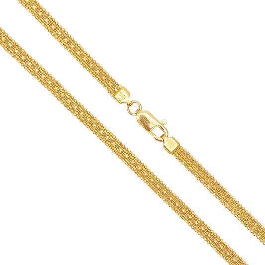 22ct Yellow Gold Mini Beaded Flat Link Chain Necklace 20 Inches 4mm Width 