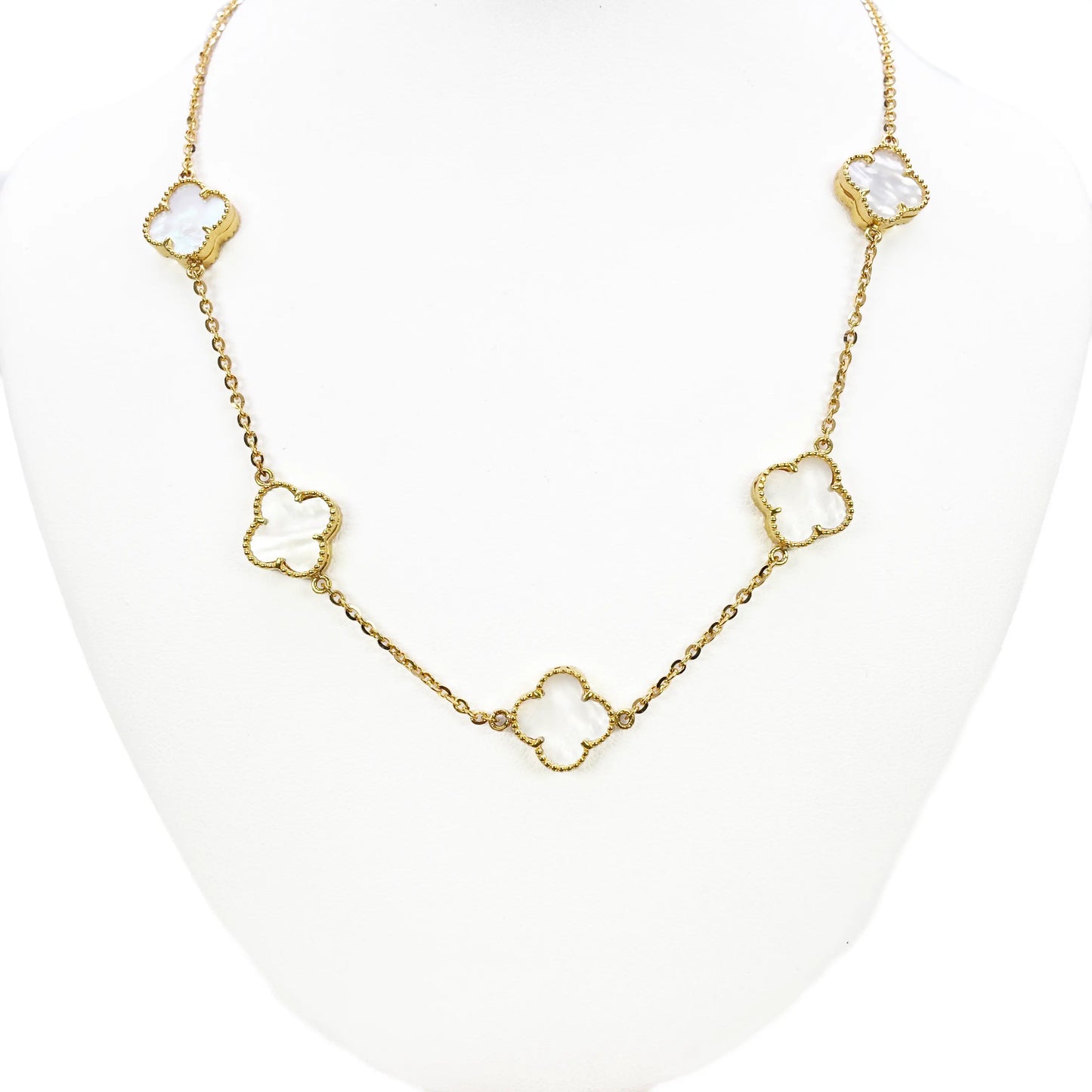 22ct Yellow Gold Mother Of Pearl Clover Necklace 18 Inches  Diamond Bracelets