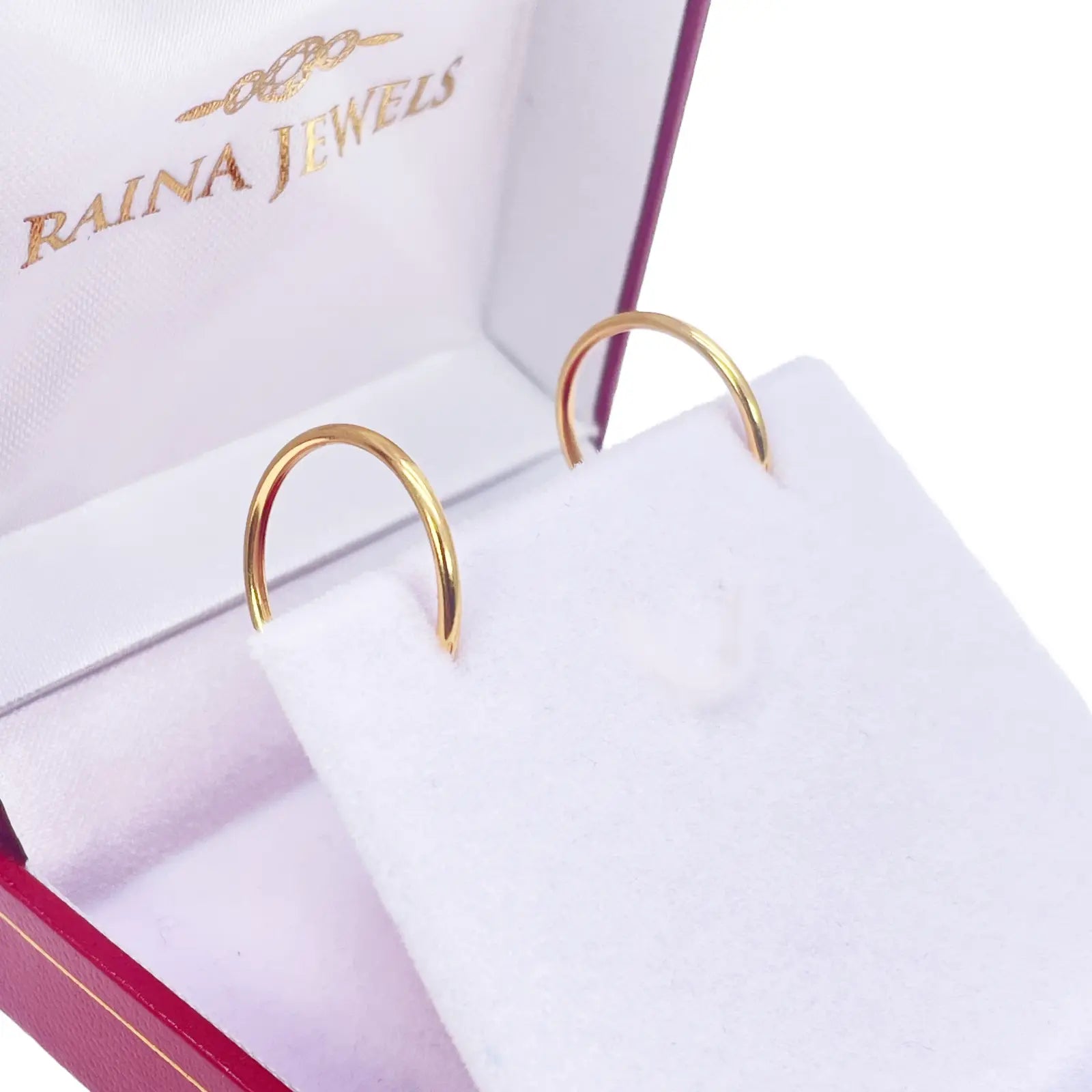 22ct Yellow Gold Pair Of Plain High Polished Hoop Earrings 15.5mm  Diamond Bracelets