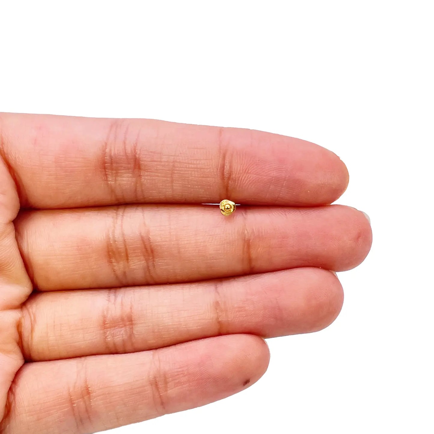 22ct Yellow Gold Plain High Polished Diamond Cut Rose Nose Stud/Pin 3mm Length 