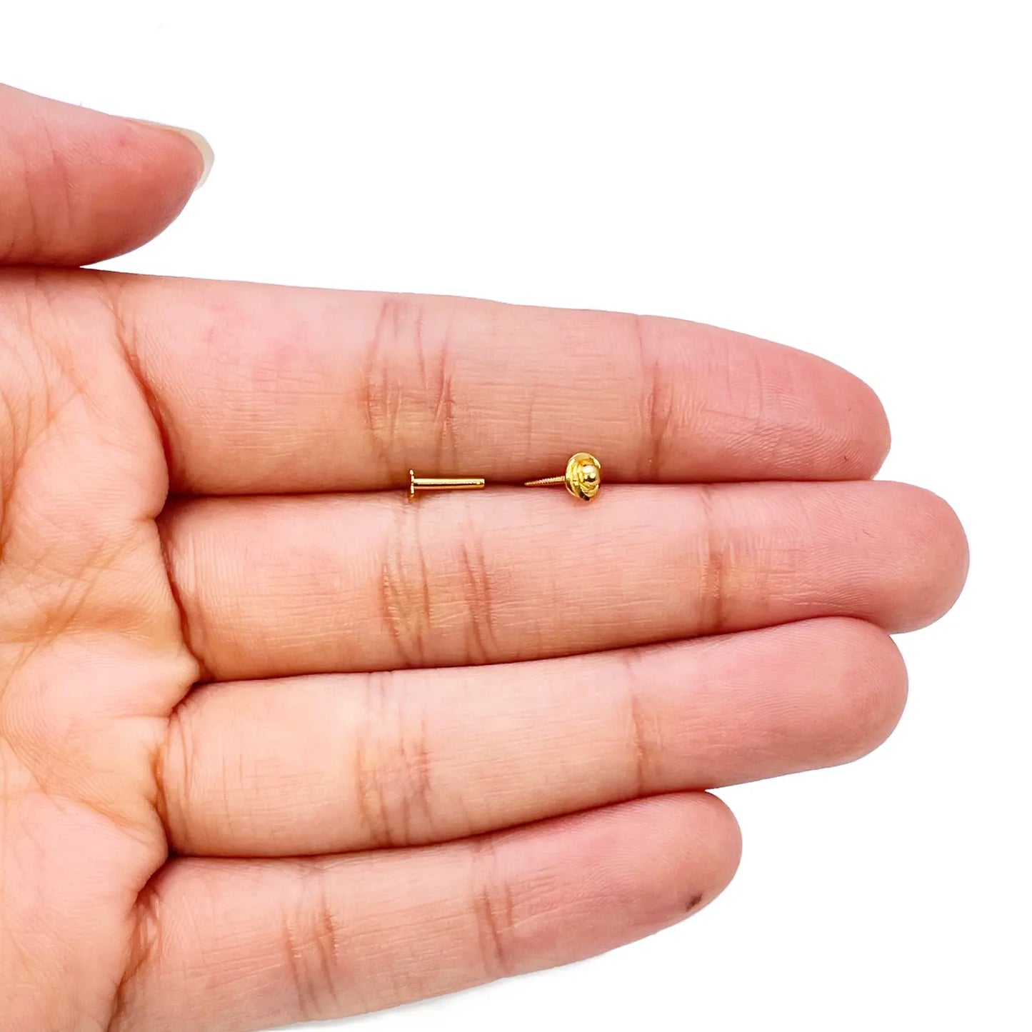 22ct Yellow Gold Plain High Polished Diamond Cut Rose Nose Stud/Pin 4mm Length 