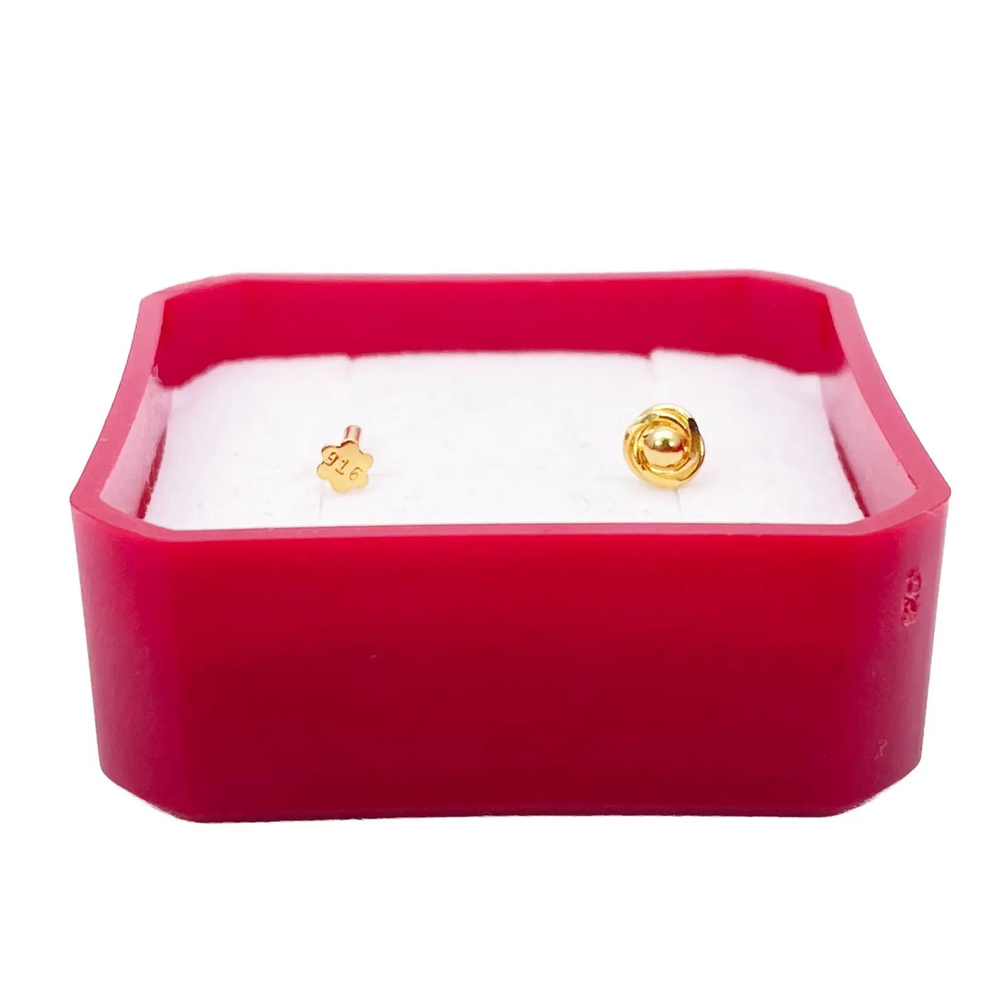 22ct Yellow Gold Plain High Polished Diamond Cut Rose Nose Stud/Pin 4mm Length 