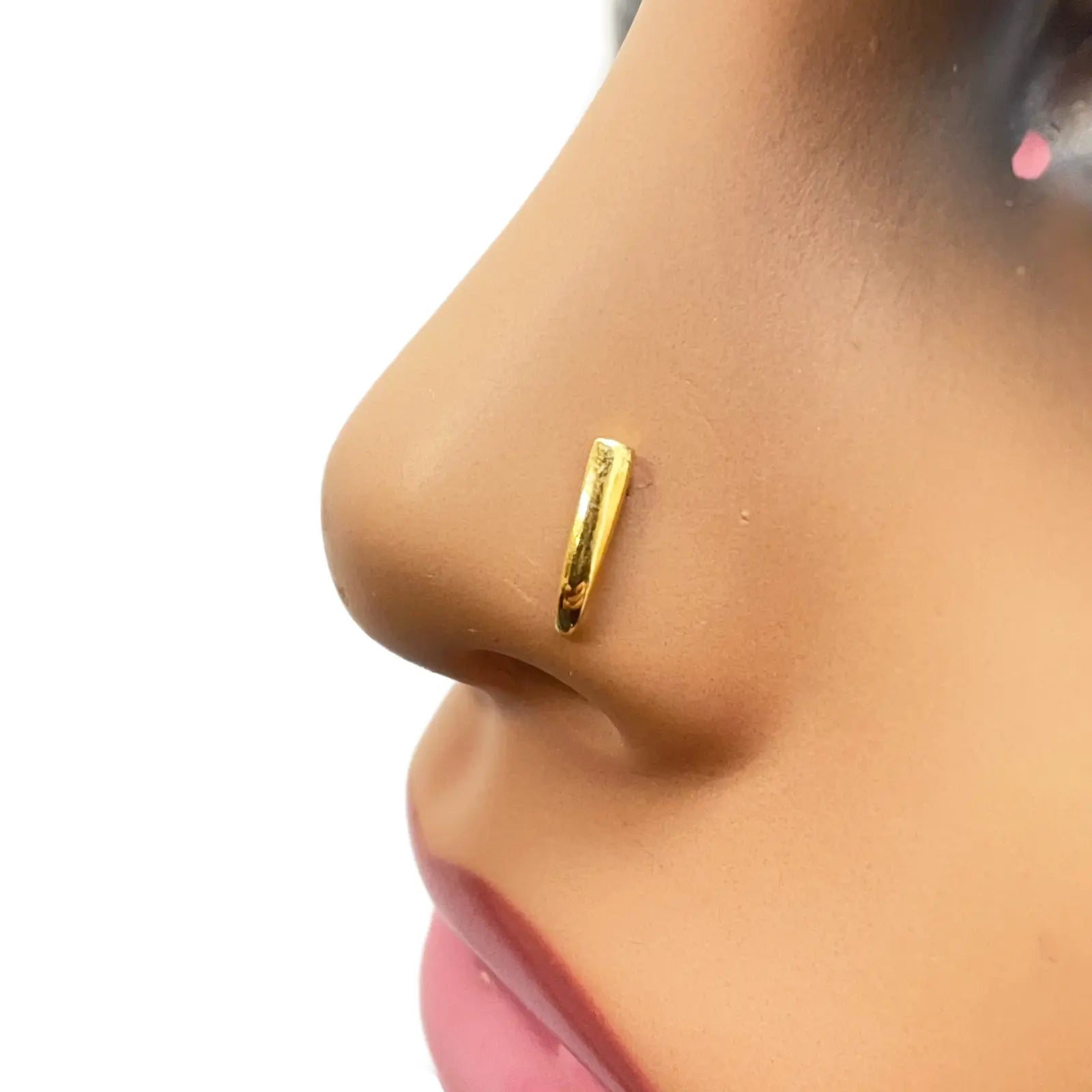 22ct Yellow Gold Plain High Polished Nose Stud/Pin 10mm Length 