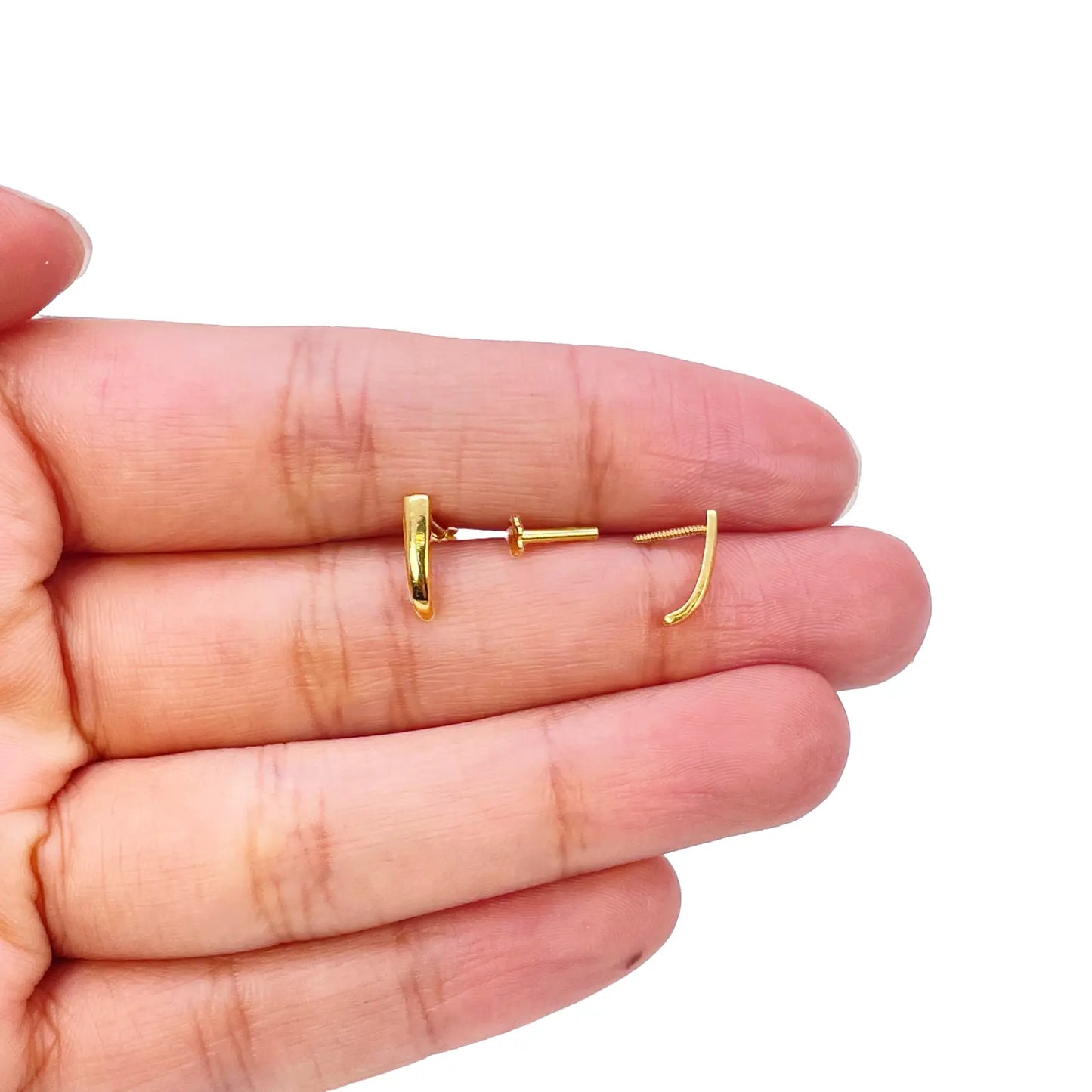 22ct Yellow Gold Plain High Polished Nose Stud/Pin 10mm Length 