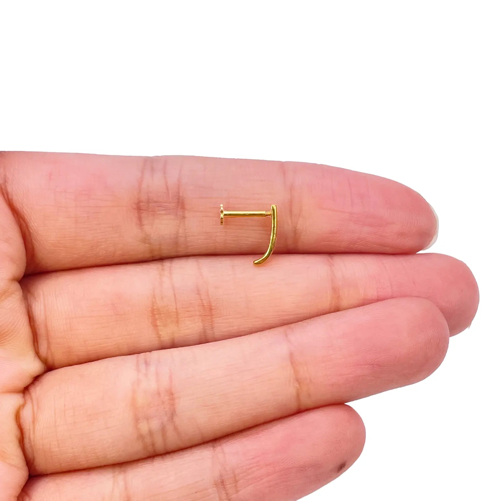 22ct Yellow Gold Plain High Polished Nose Stud/Pin 10mm Length 