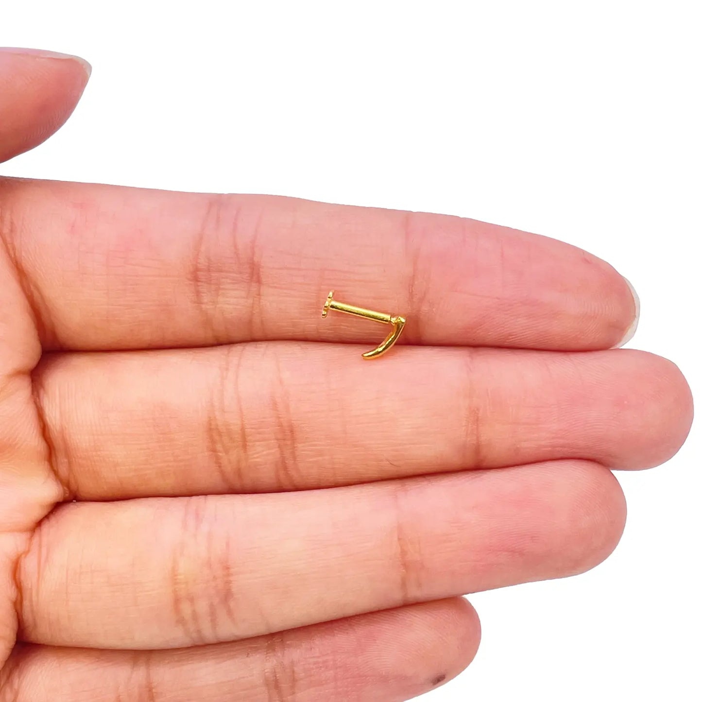 22ct Yellow Gold Plain High Polished Nose Stud/Pin 6mm Length 