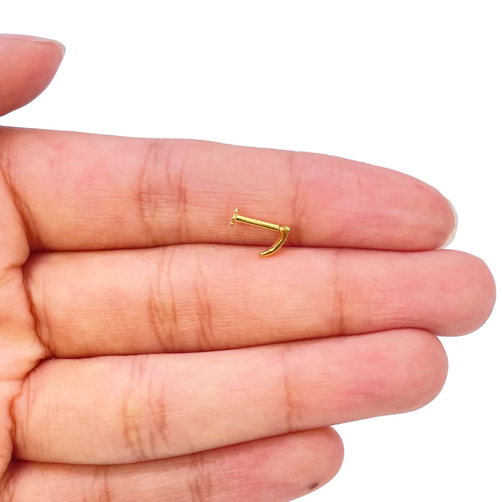 22ct Yellow Gold Plain High Polished Nose Stud/Pin 6mm Length 