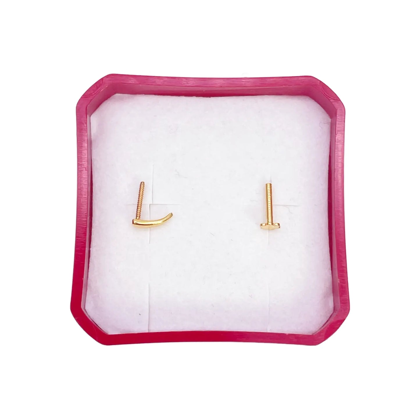 22ct Yellow Gold Plain High Polished Nose Stud/Pin 6mm Length 