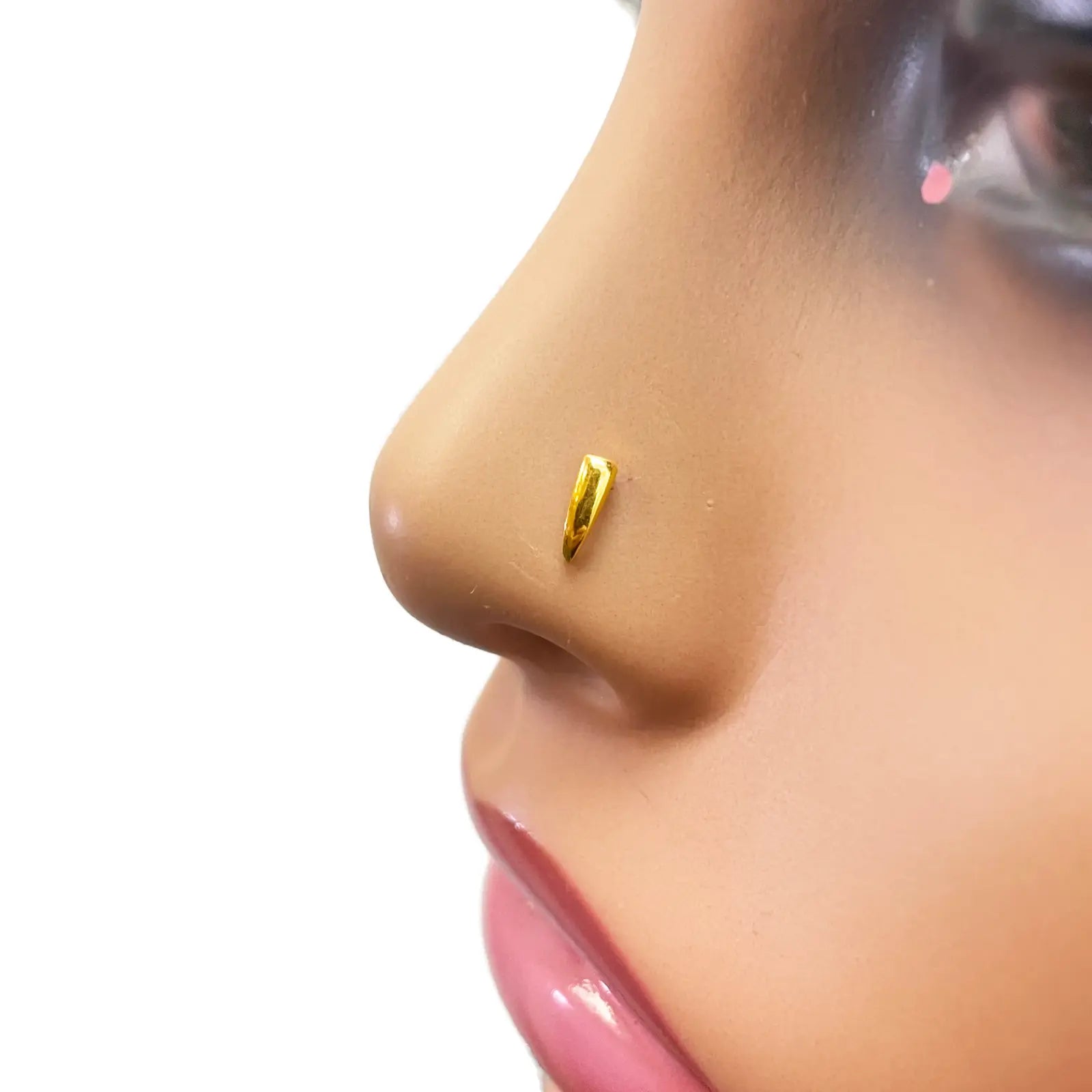 22ct Yellow Gold Plain High Polished Nose Stud/Pin 6mm Length 