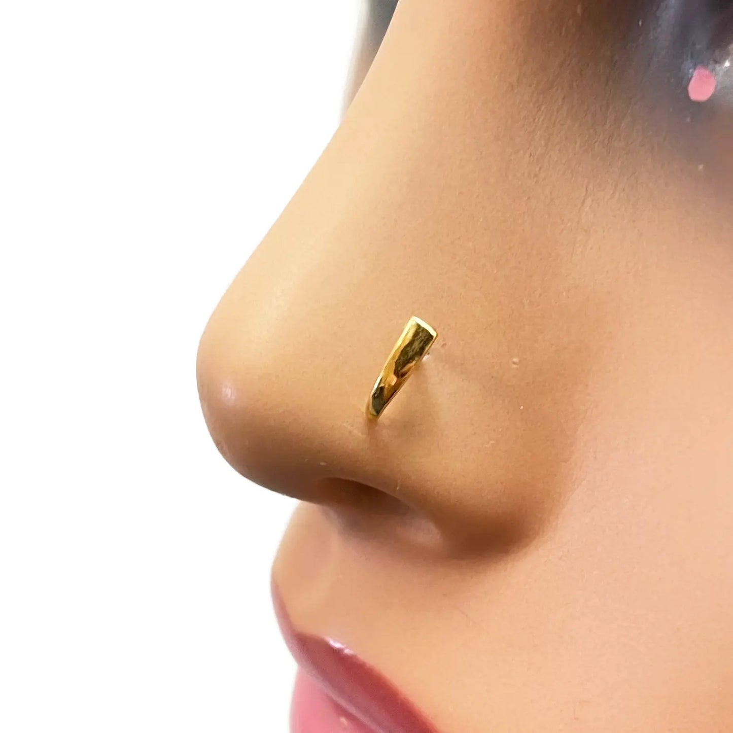 22ct Yellow Gold Plain High Polished Nose Stud/Pin 8mm Length 