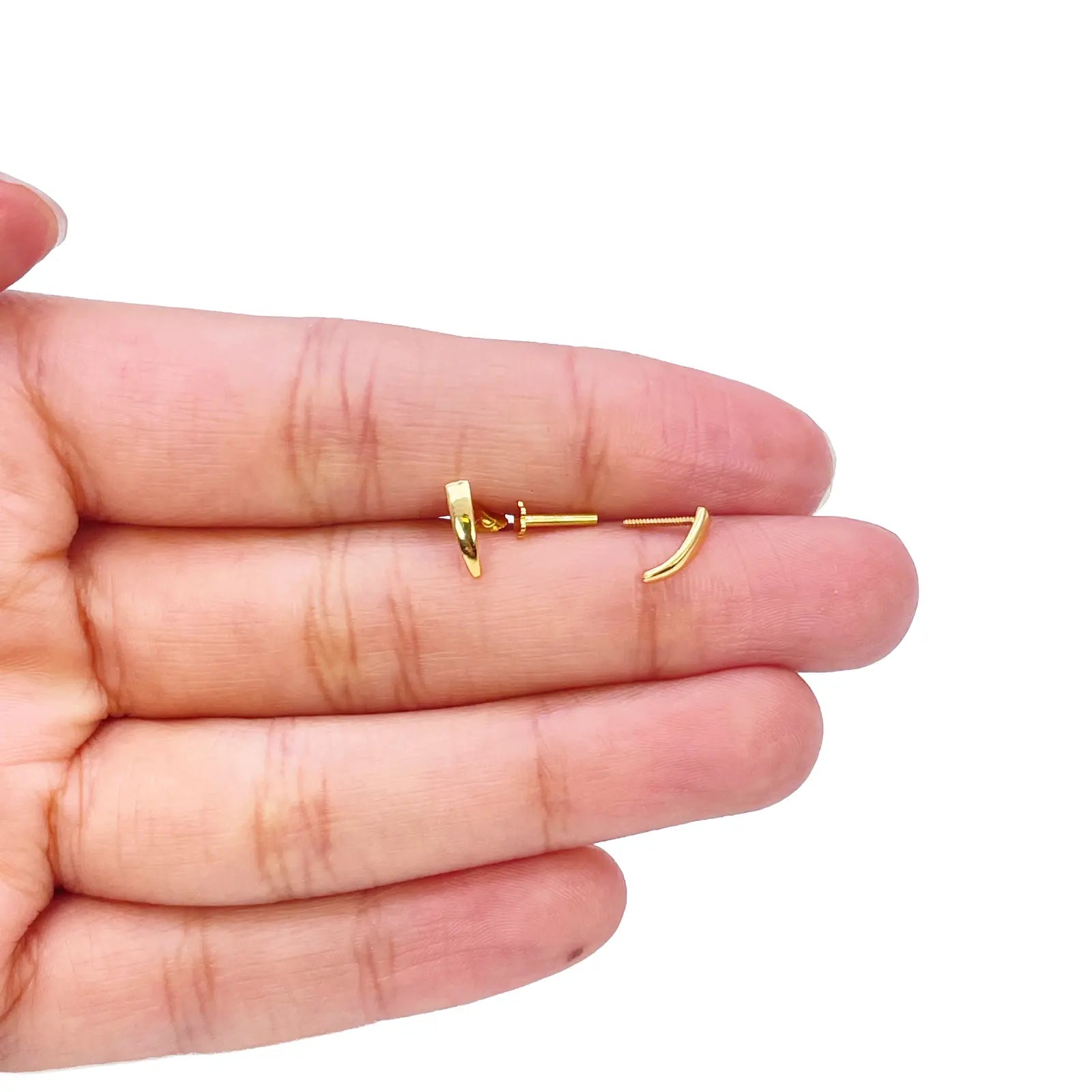 22ct Yellow Gold Plain High Polished Nose Stud/Pin 8mm Length 