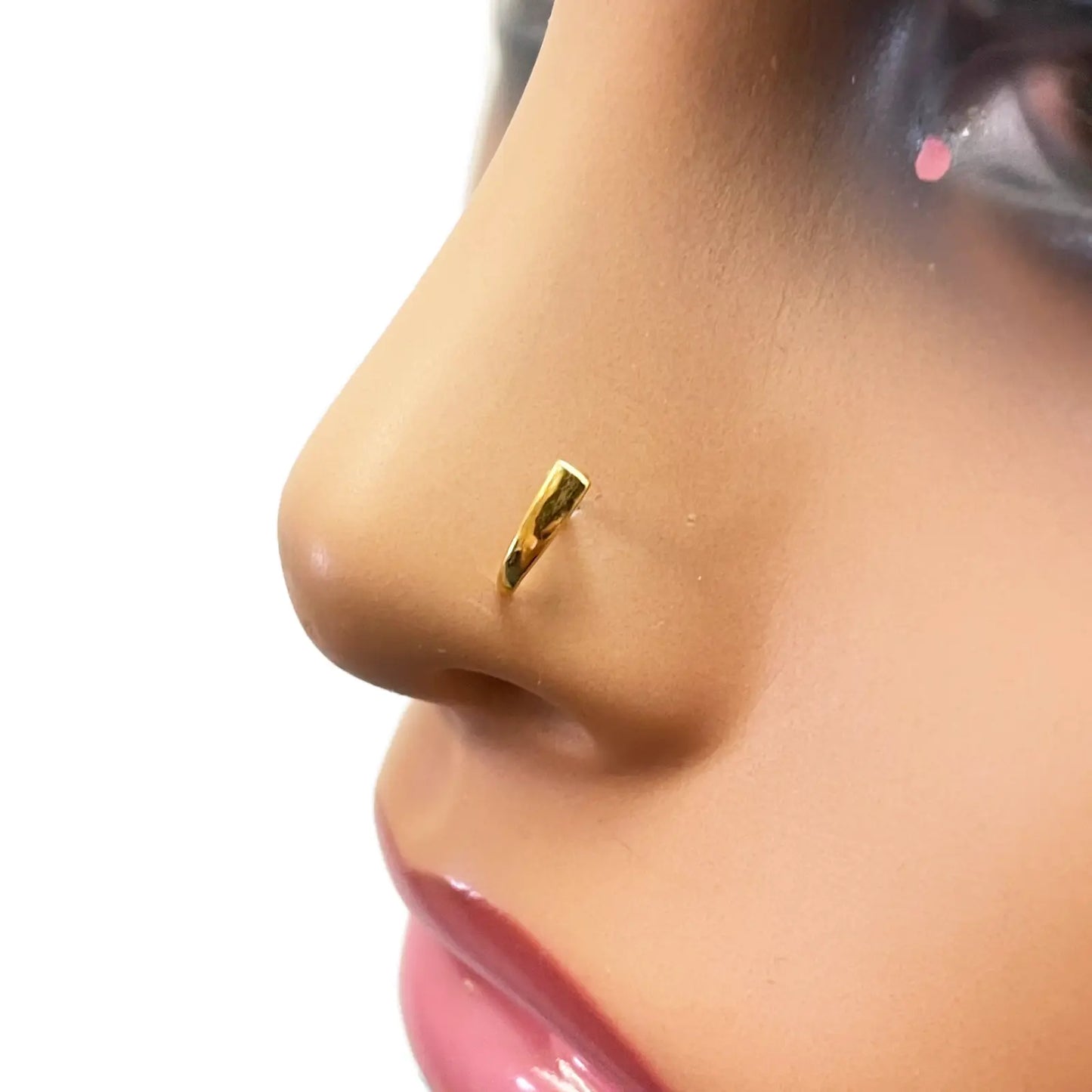 22ct Yellow Gold Plain High Polished Nose Stud/Pin 8mm Length 