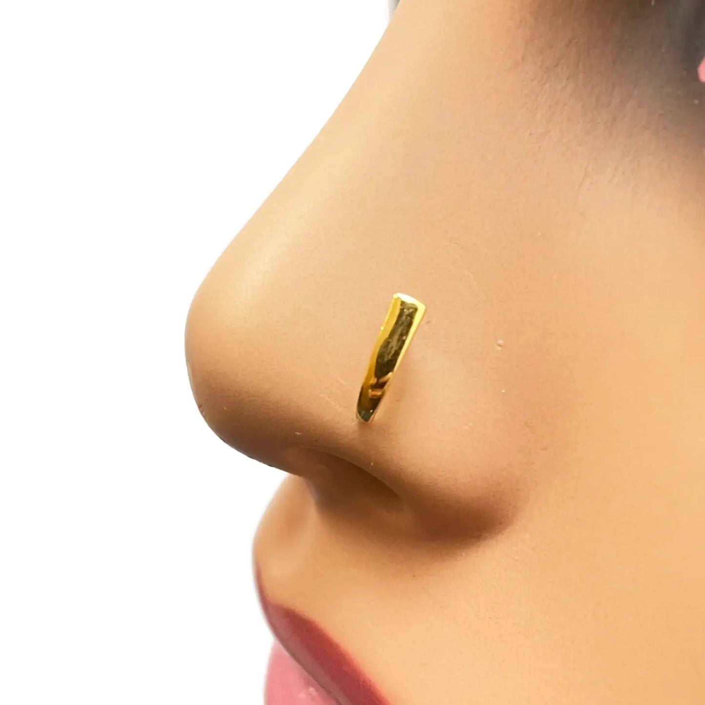 22ct Yellow Gold Plain High Polished Nose Stud/Pin 9mm Length 