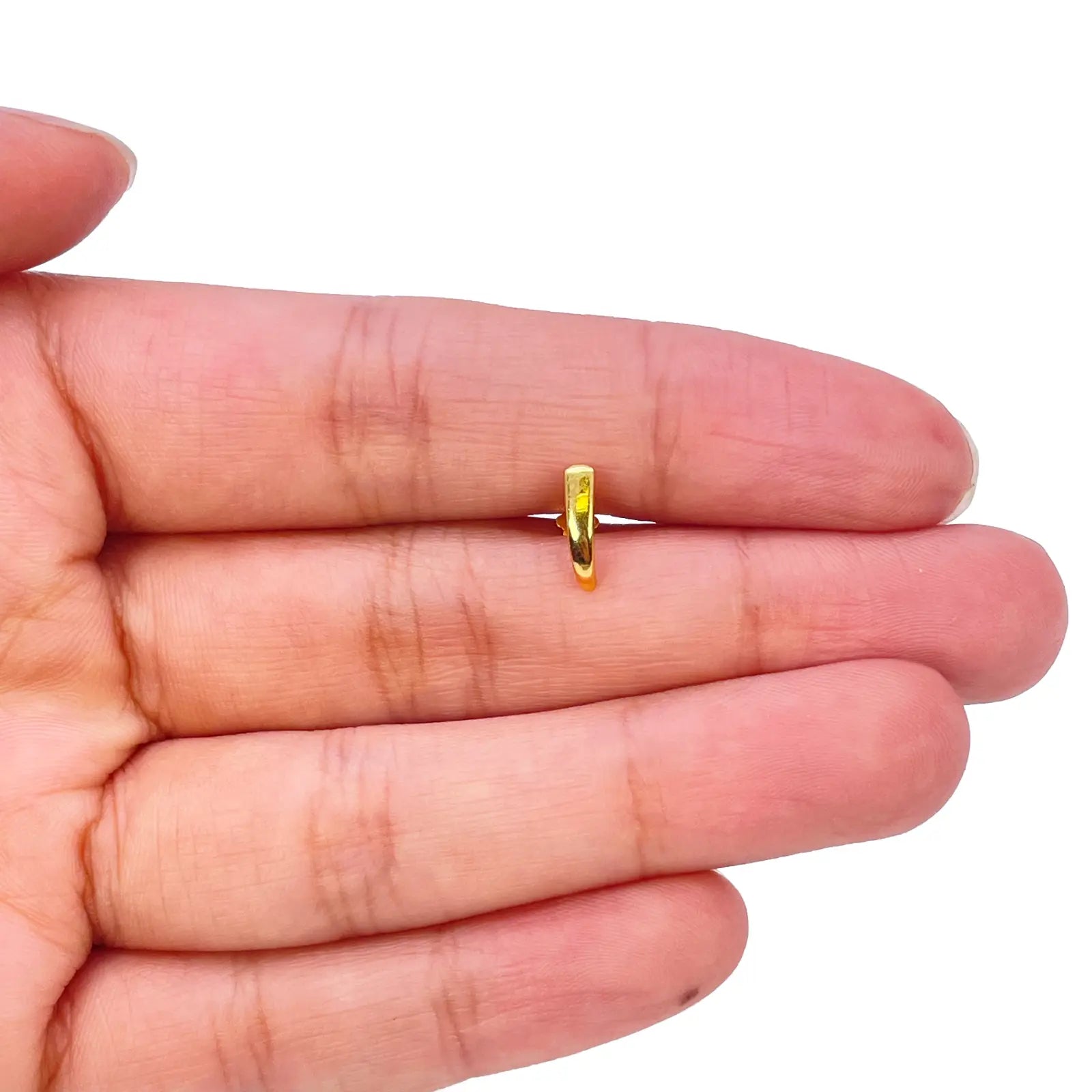 22ct Yellow Gold Plain High Polished Nose Stud/Pin 9mm Length 