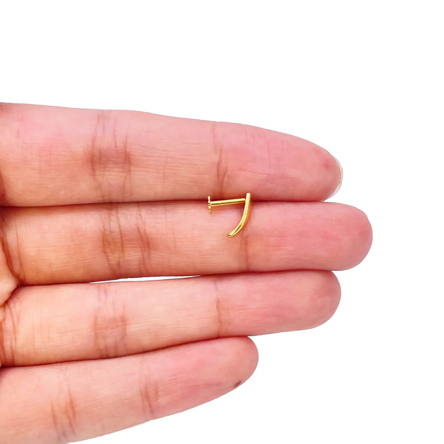 22ct Yellow Gold Plain High Polished Nose Stud/Pin 9mm Length 