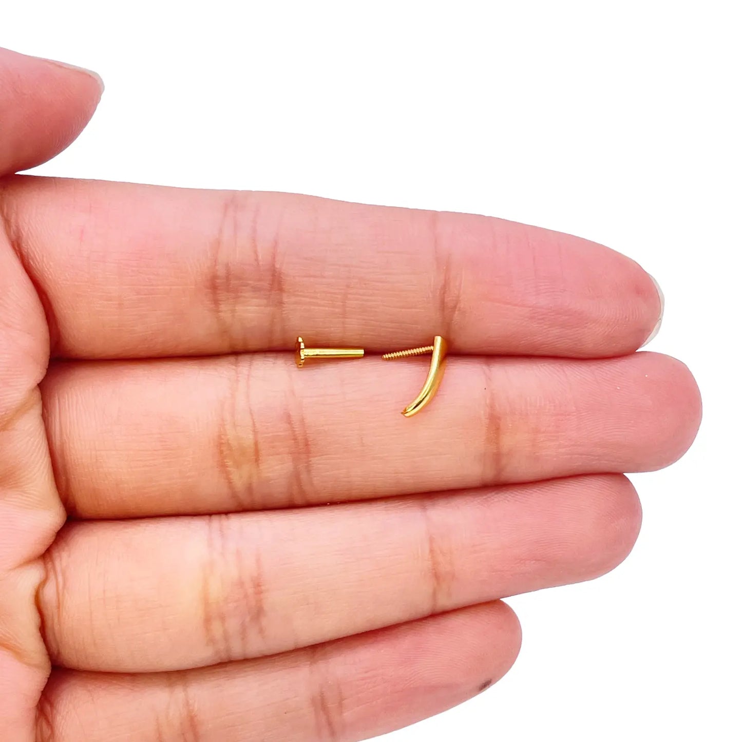 22ct Yellow Gold Plain High Polished Nose Stud/Pin 9mm Length 