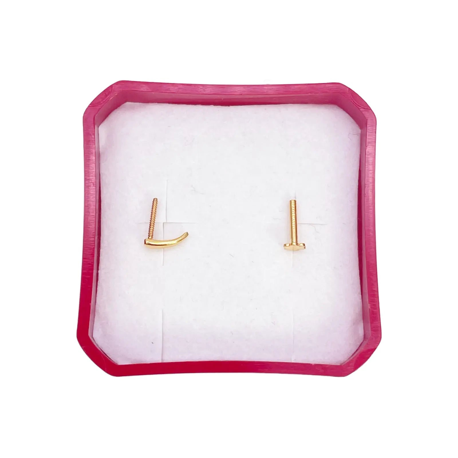 22ct Yellow Gold Plain High Polished Nose Stud/Pin 9mm Length 