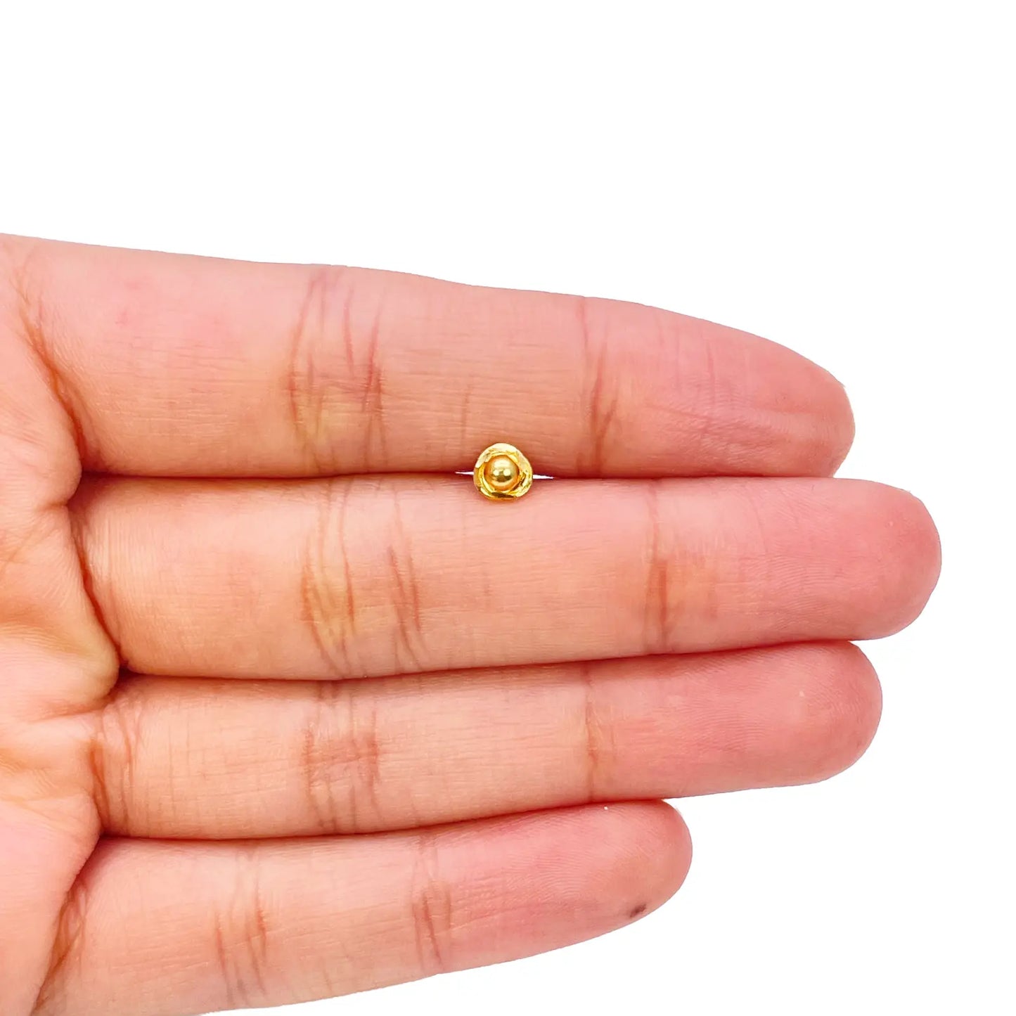 22ct Yellow Gold Plain High Polished Rose Nose Stud/Pin 4.5mm Length 