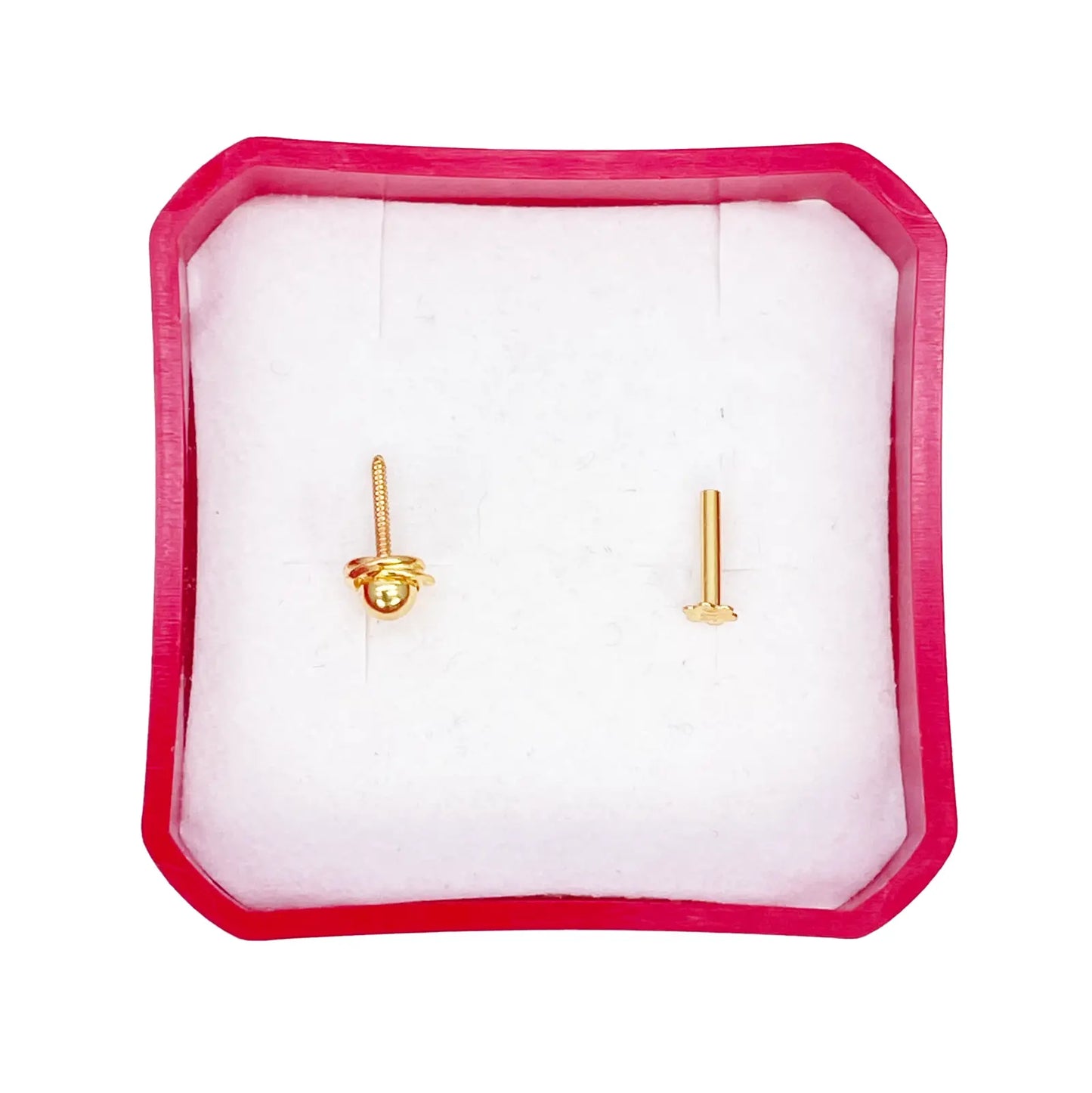 22ct Yellow Gold Plain High Polished Rose Nose Stud/Pin 4.5mm Length 