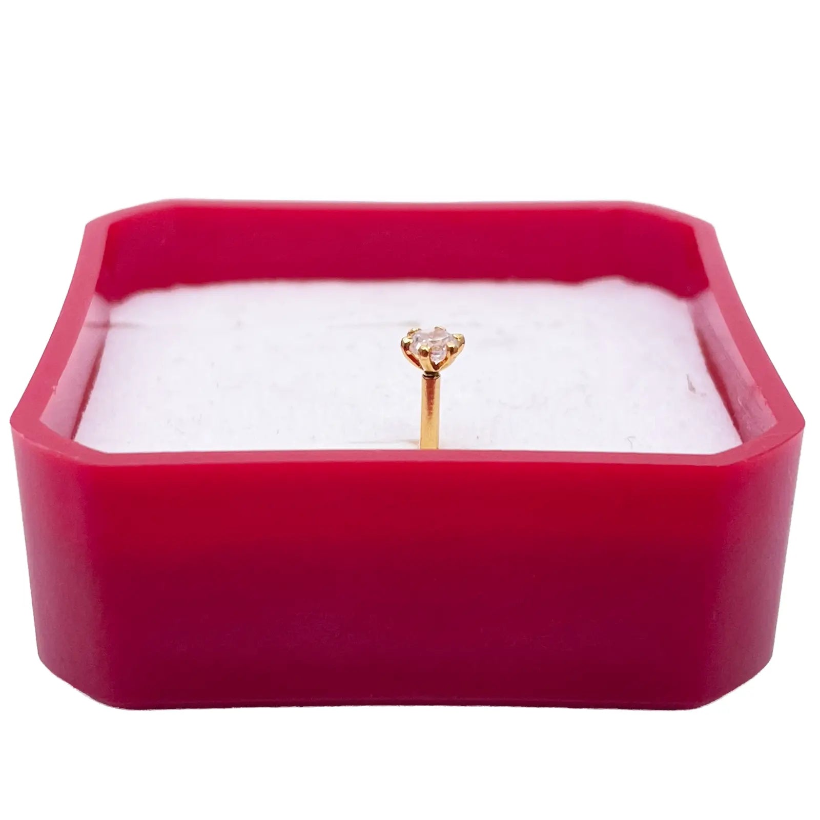 22ct Yellow Gold Six Claw Prong Cubic Zirconia Nose Stud/Pin 3mm Length 