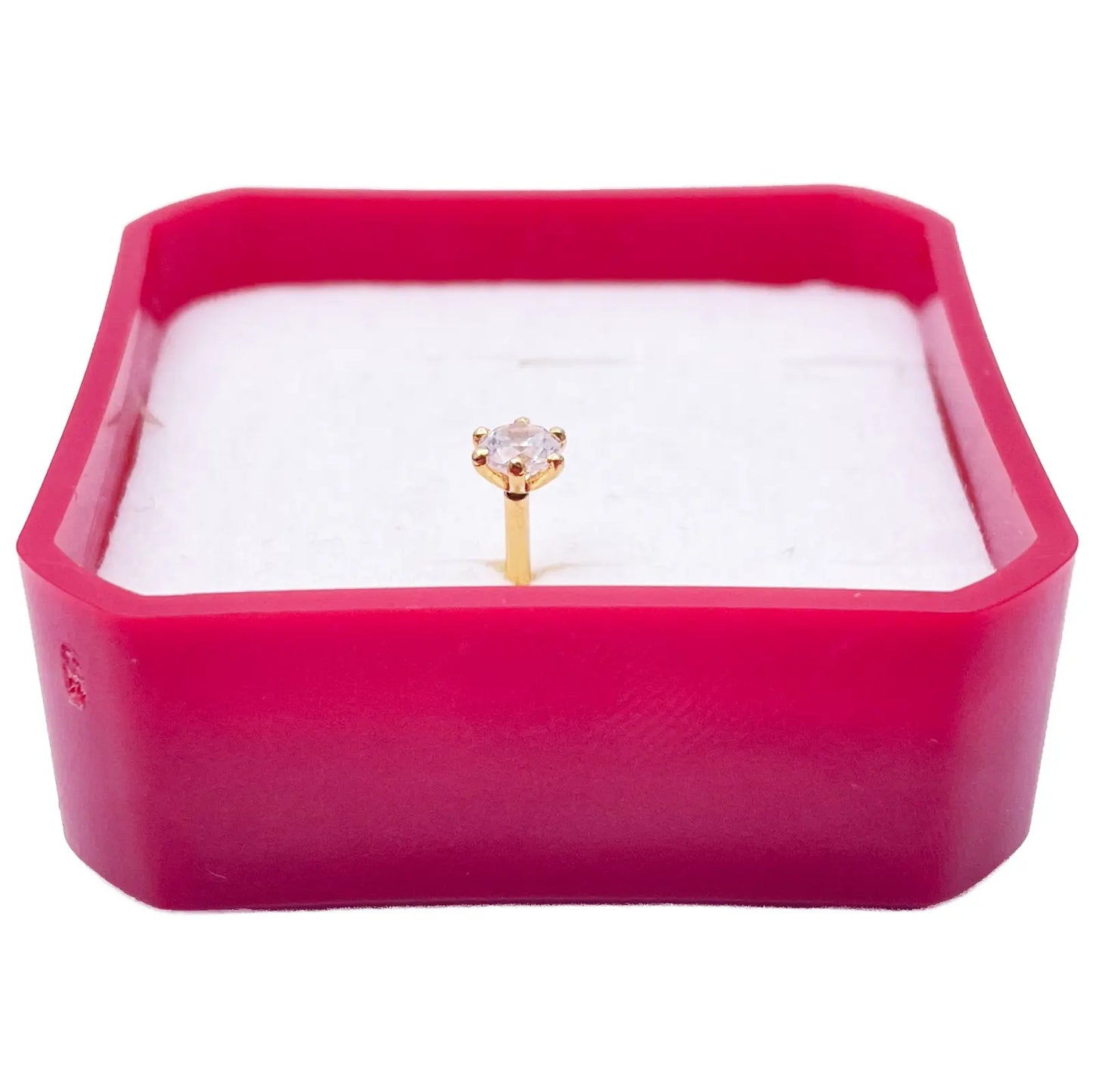 22ct Yellow Gold Six Claw Prong Cubic Zirconia Nose Stud/Pin 4mm Length 