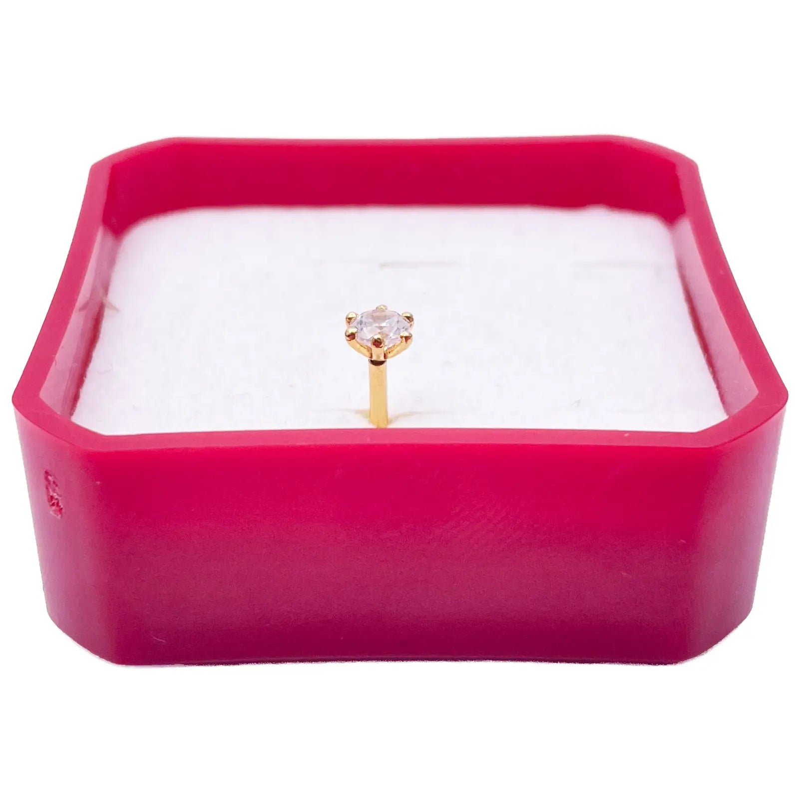 22ct Yellow Gold Six Claw Prong Cubic Zirconia Nose Stud/Pin 4mm Length 