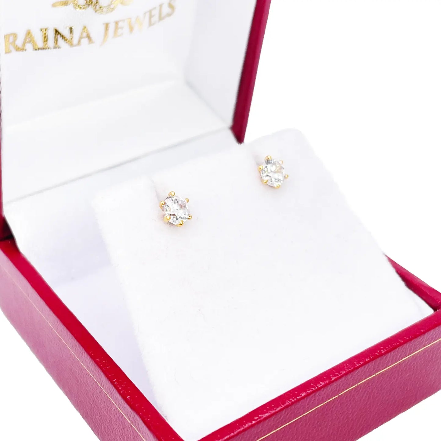 22ct Yellow Gold Six Claw Prong Small Children's Earrings 4.5mm Width 