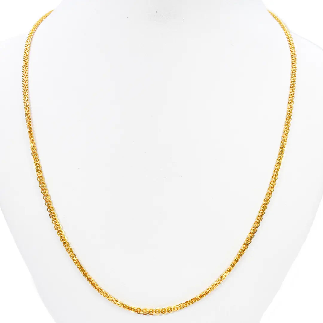22ct Yellow Gold Small Beaded Linked Chain Necklace 20 Inches 2.6mm Width 