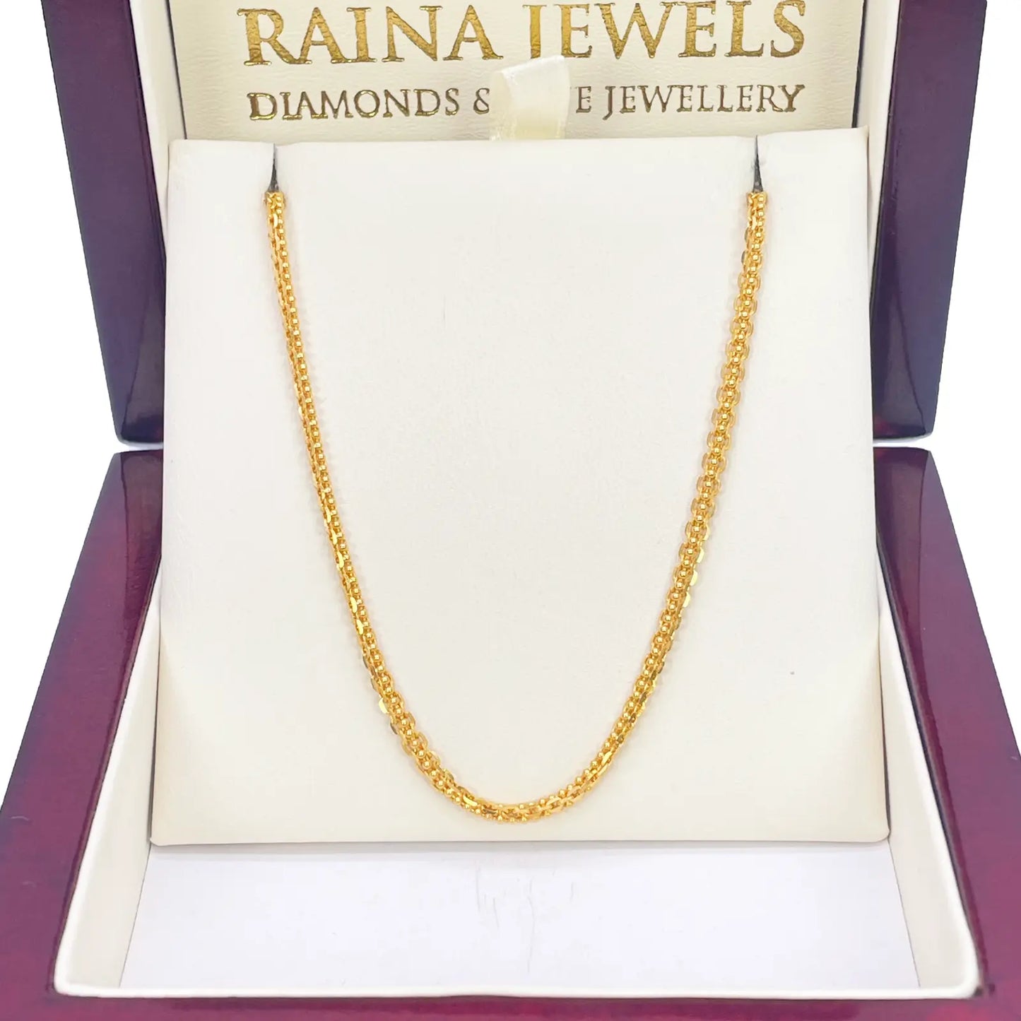 22ct Yellow Gold Small Beaded Linked Chain Necklace 20 Inches 2.6mm Width 