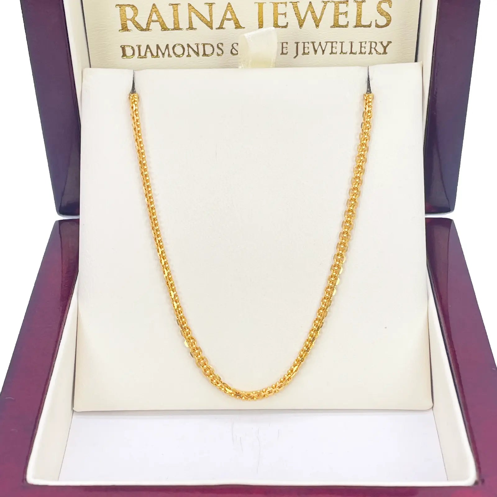 22ct Yellow Gold Small Beaded Linked Chain Necklace 20 Inches 2.6mm Width 