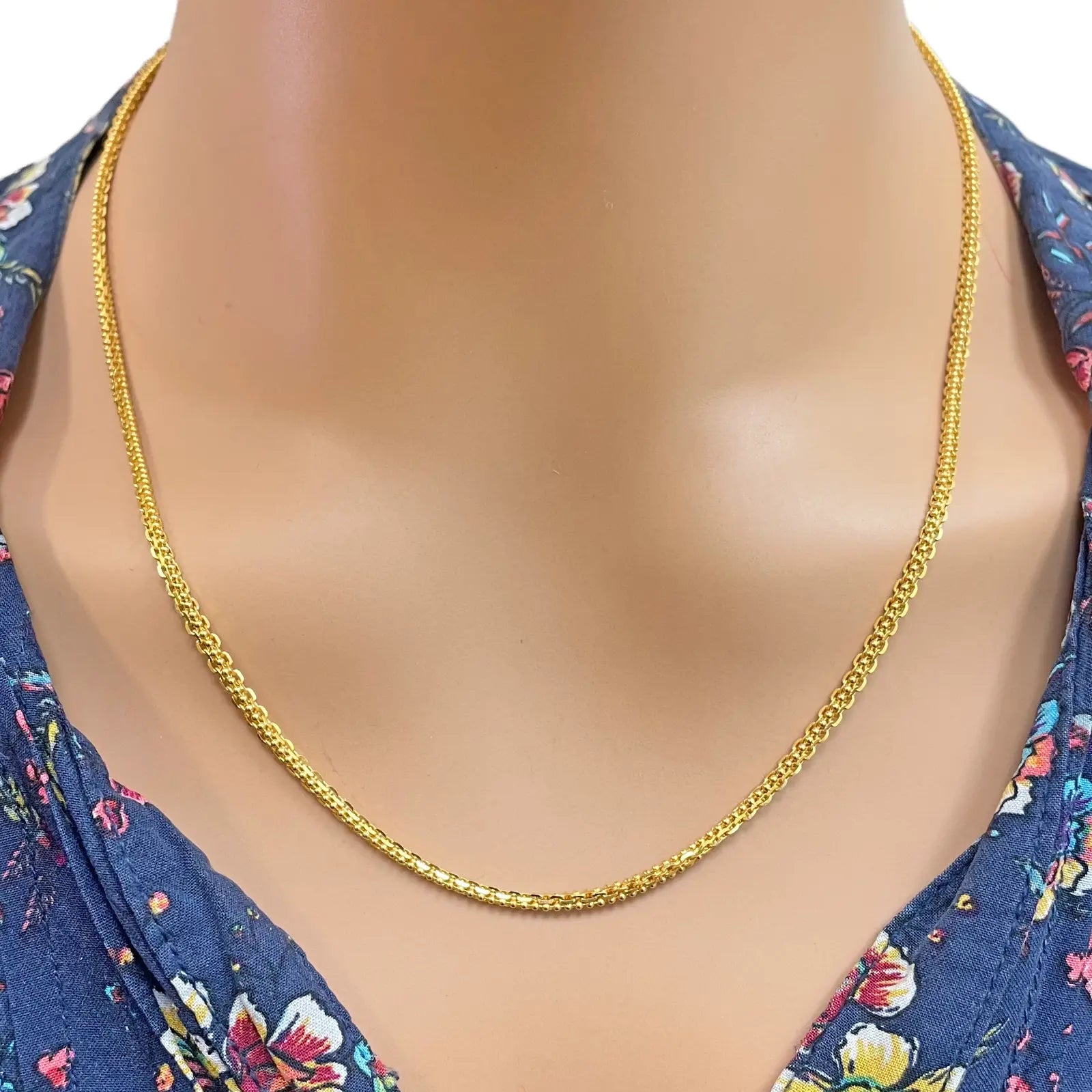 22ct Yellow Gold Small Beaded Linked Chain Necklace 20 Inches 2.6mm Width 