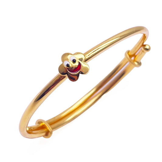 22ct Yellow Gold Smiling Star Design Children's Flexible Bangle/ Bracelet 