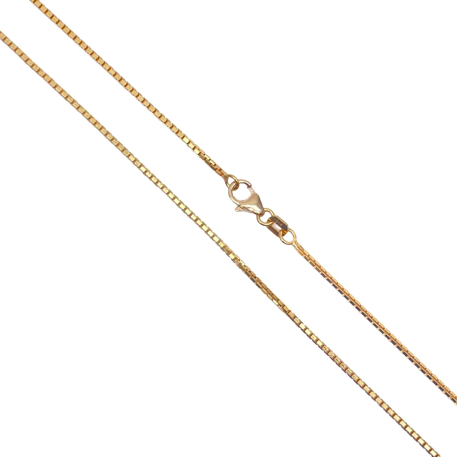 22ct Yellow Gold Solid Box Link Thin Chain 18''Inches 1.3mm Width 