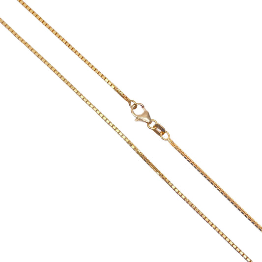 22ct Yellow Gold Solid Box Link Thin Chain 18''Inches 1.3mm Width 