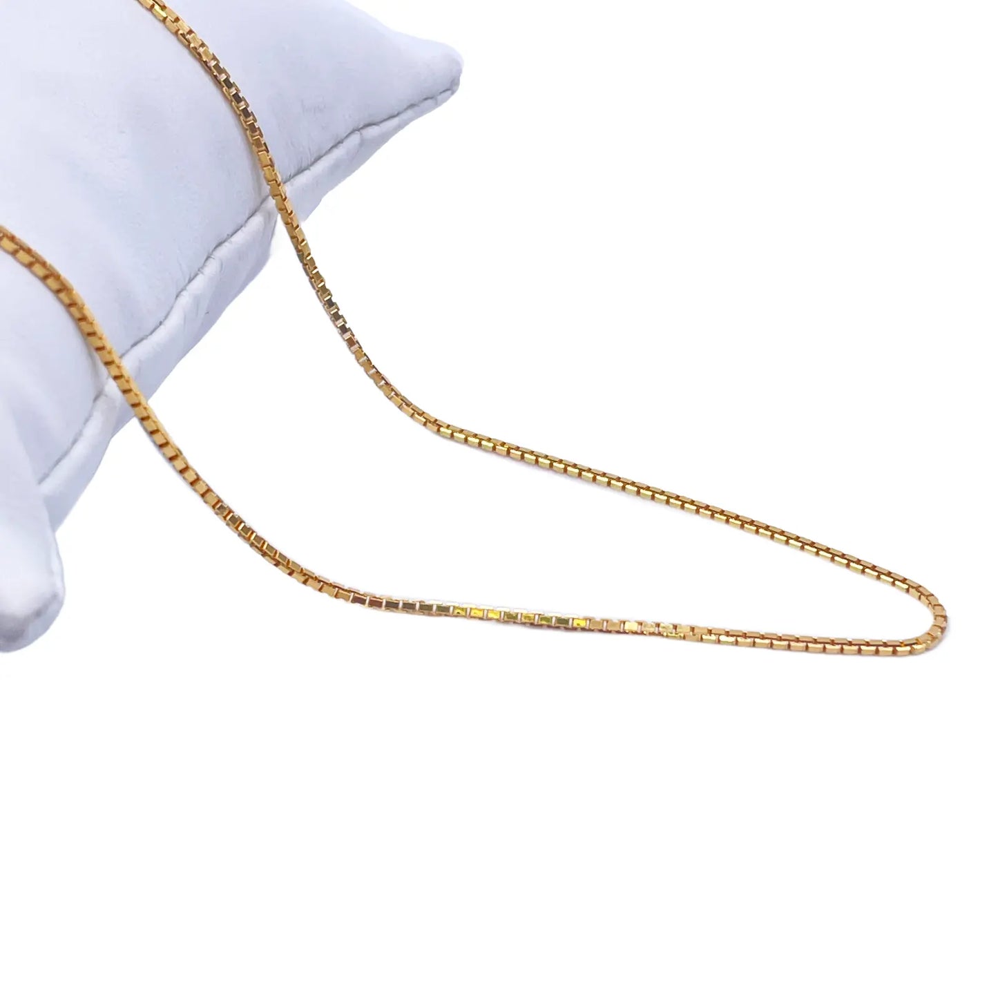 22ct Yellow Gold Solid Box Link Thin Chain 18''Inches 1.3mm Width 