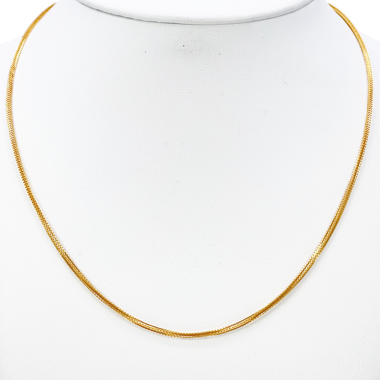 22ct Yellow Gold Solid Double Box Chain Necklace 22 Inches 1.5mm Width 