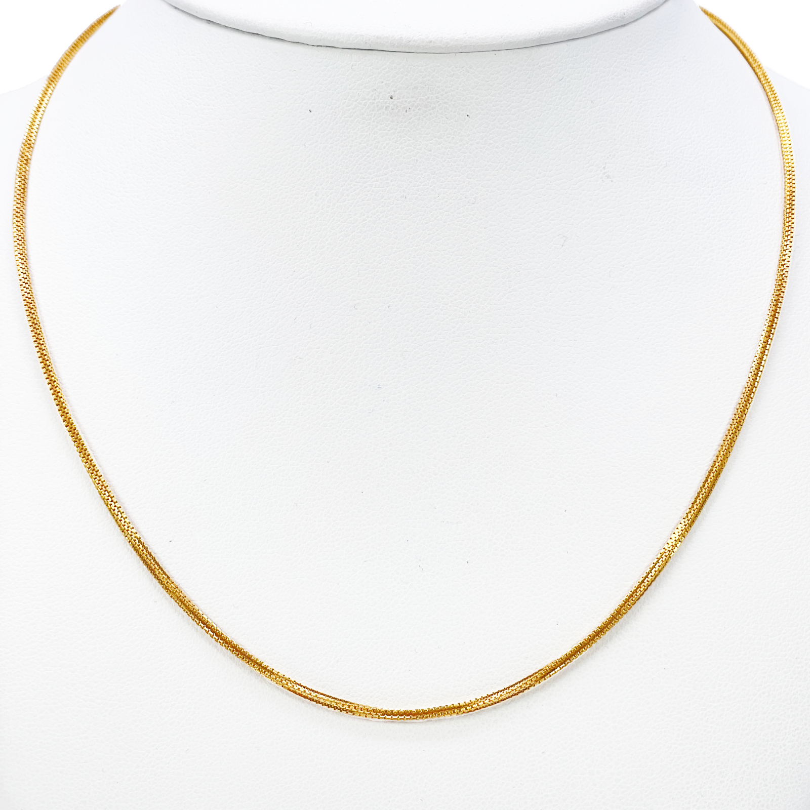 22ct Yellow Gold Solid Double Box Chain Necklace 22 Inches 1.5mm Width 