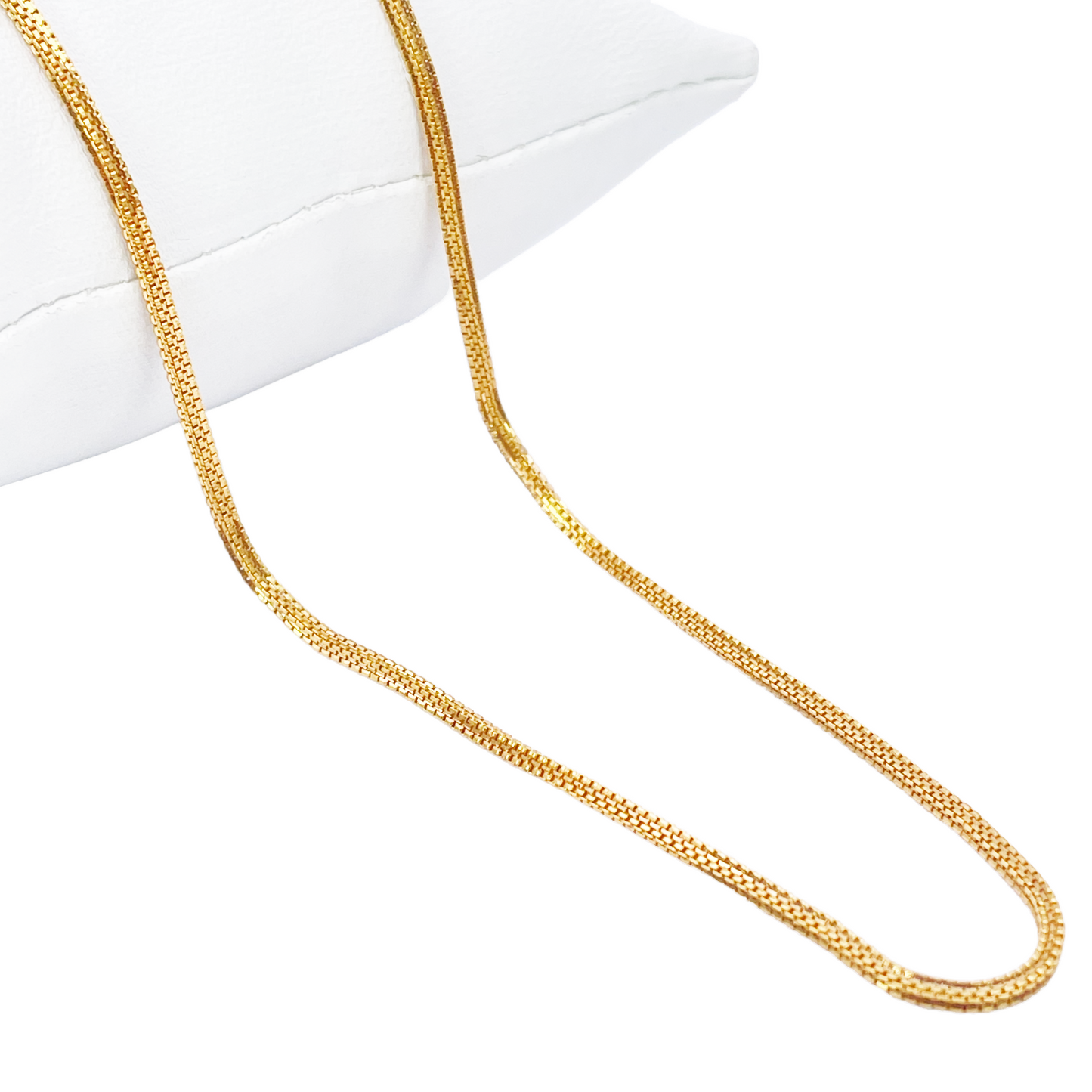 22ct Yellow Gold Solid Double Box Chain Necklace 22 Inches 1.5mm Width 