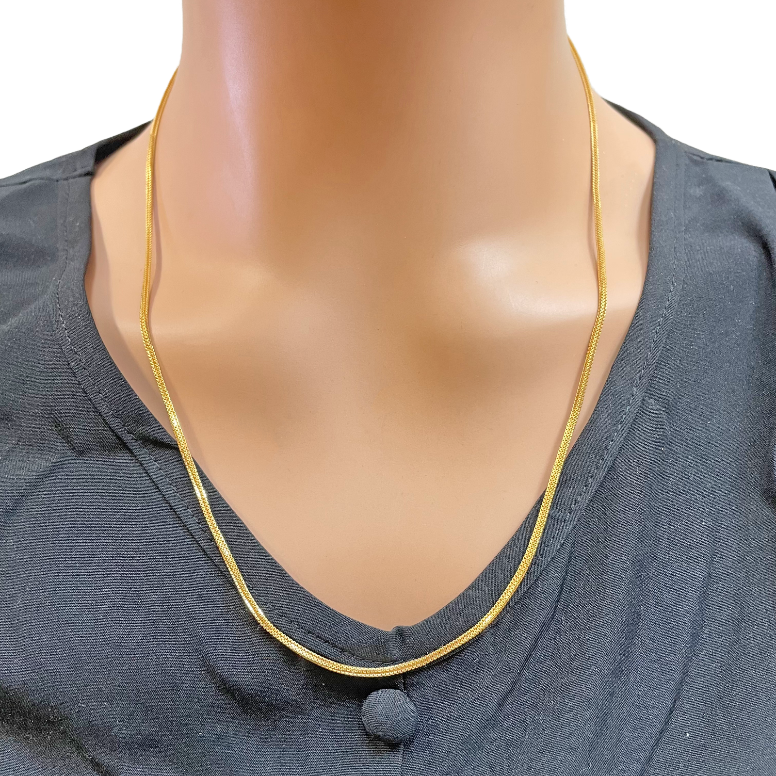 22ct Yellow Gold Solid Double Box Chain Necklace 22 Inches 1.5mm Width 