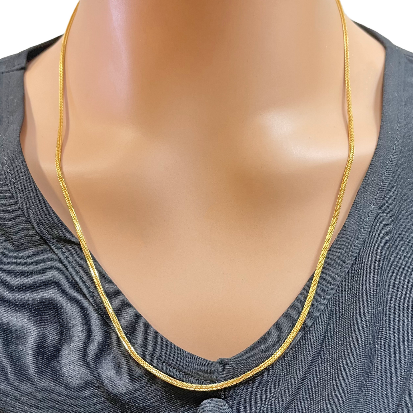 22ct Yellow Gold Solid Double Box Chain Necklace 22 Inches 1.5mm Width 