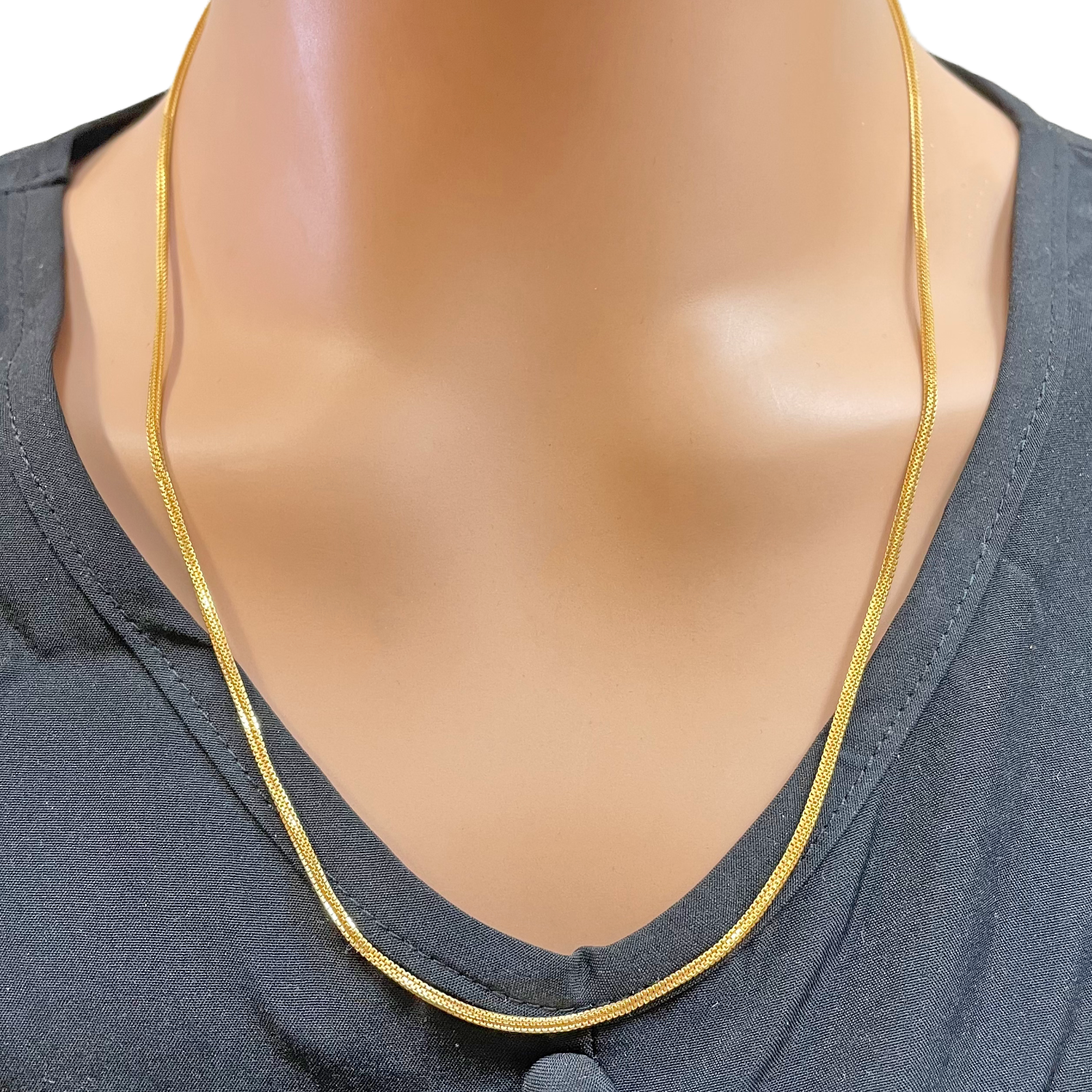 22ct Yellow Gold Solid Double Box Chain Necklace 22 Inches 1.5mm Width 