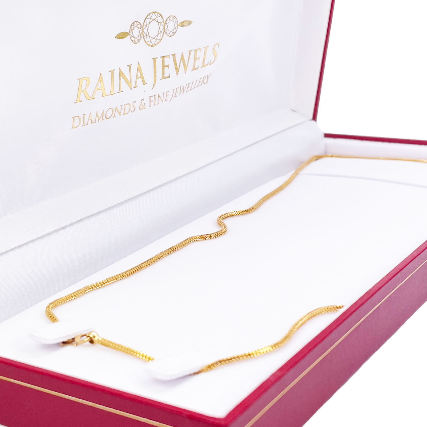 22ct Yellow Gold Solid Double Box Chain Necklace 22 Inches 1.5mm Width 
