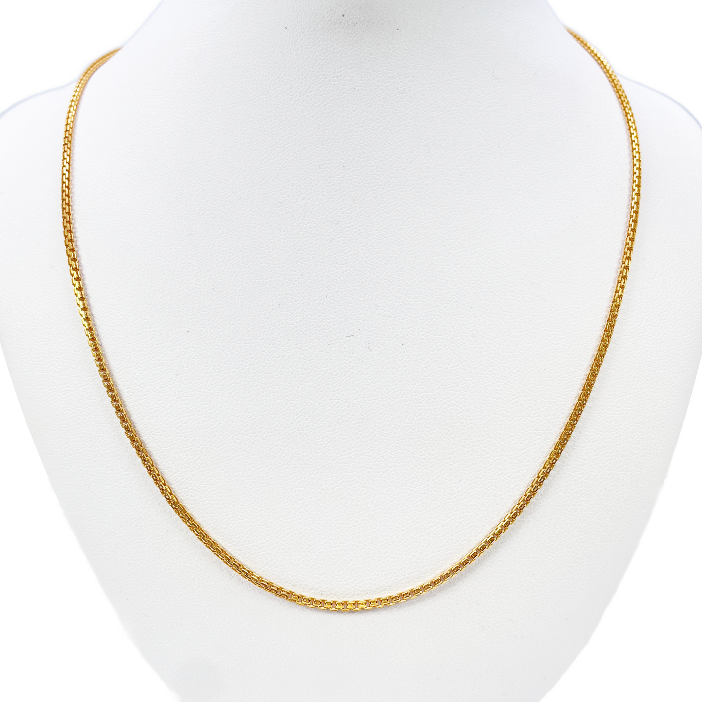 22ct Yellow Gold Solid Double Square Trace Chain Necklace 20 Inches 1.8mm Width 