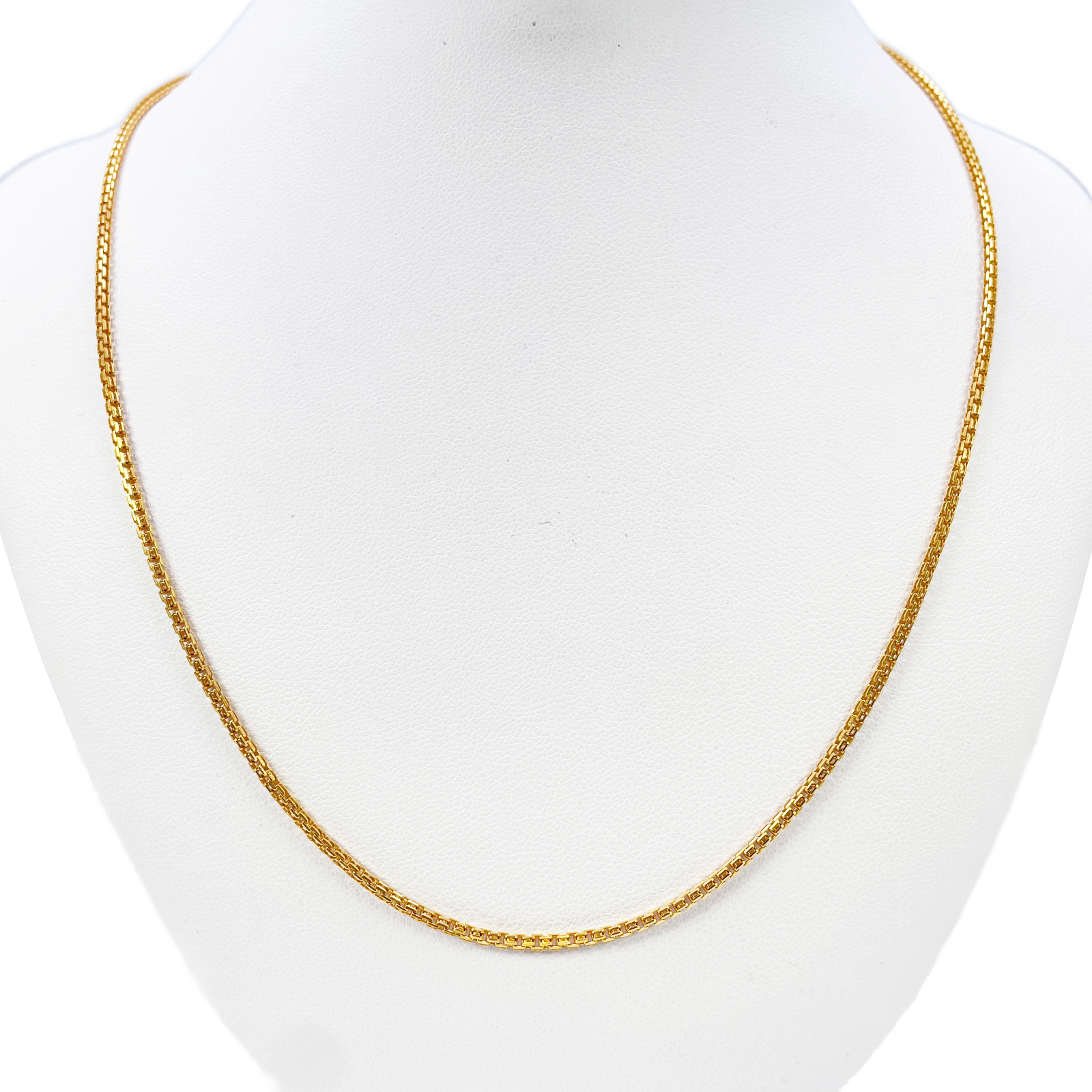 22ct Yellow Gold Solid Double Square Trace Chain Necklace 20 Inches 1.8mm Width 