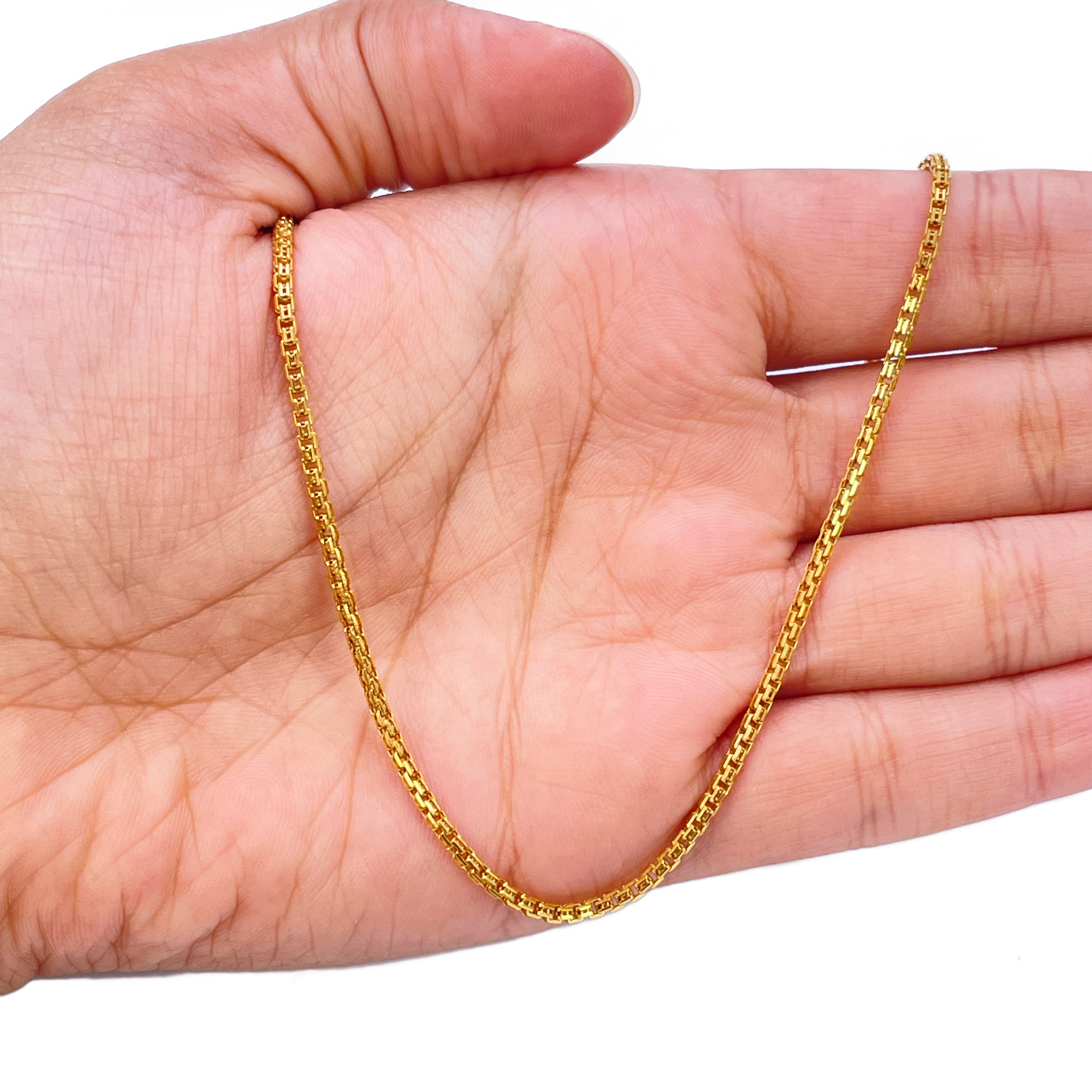 22ct Yellow Gold Solid Double Square Trace Chain Necklace 20 Inches 1.8mm Width 