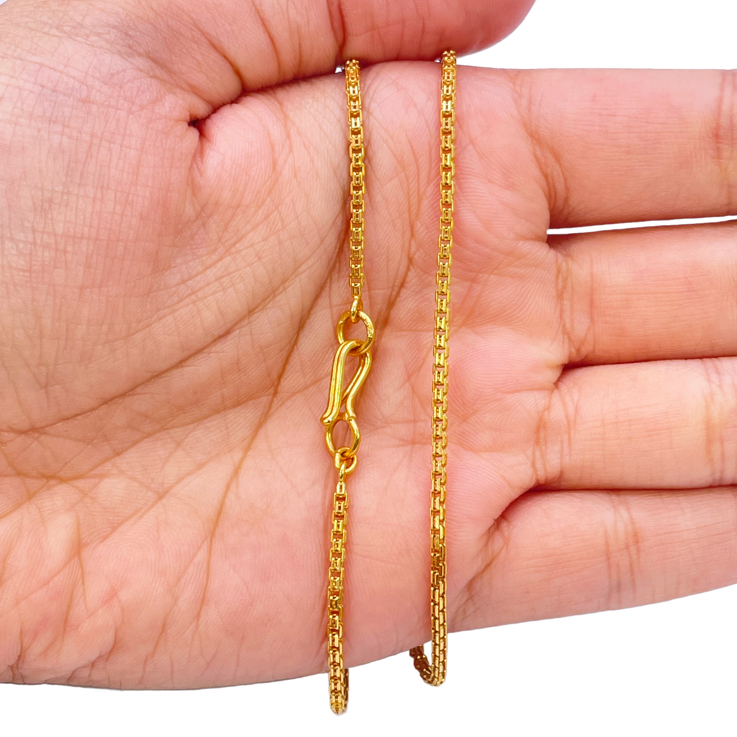 22ct Yellow Gold Solid Double Square Trace Chain Necklace 20 Inches 1.8mm Width 