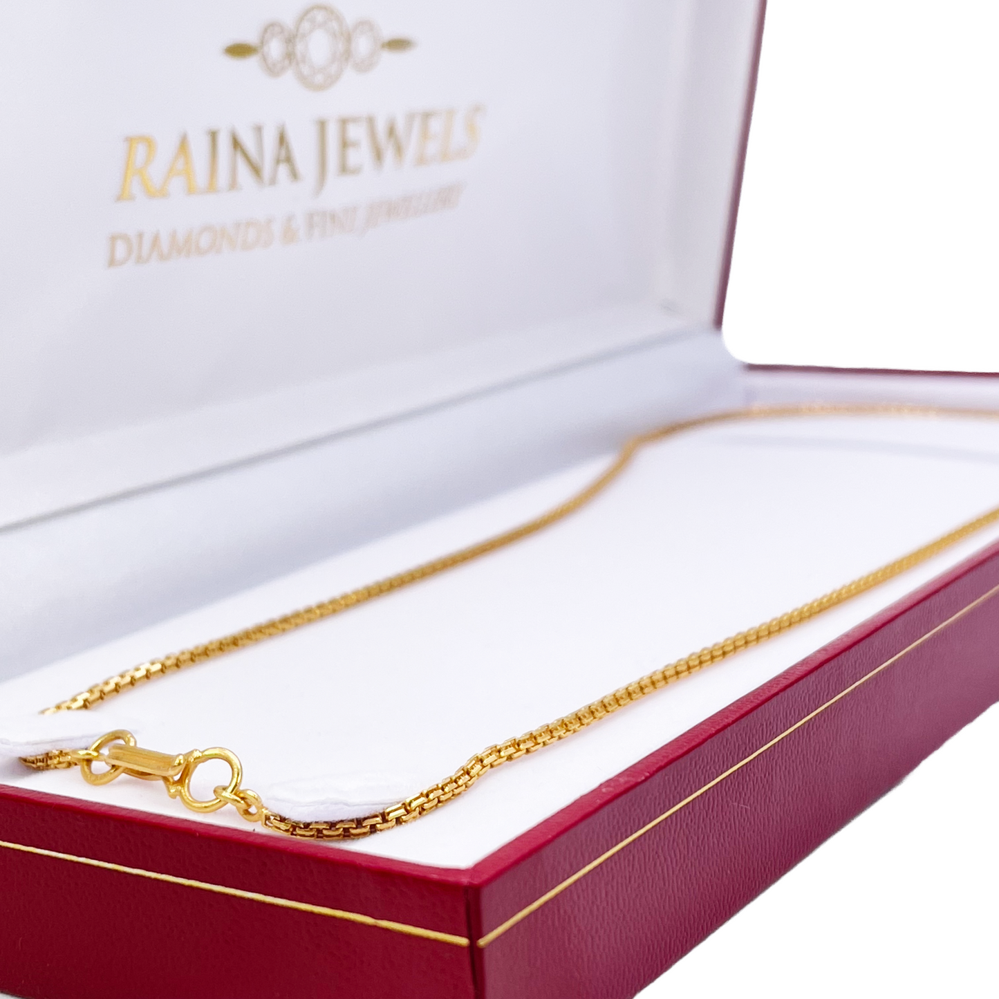 22ct Yellow Gold Solid Double Square Trace Chain Necklace 20 Inches 1.8mm Width 