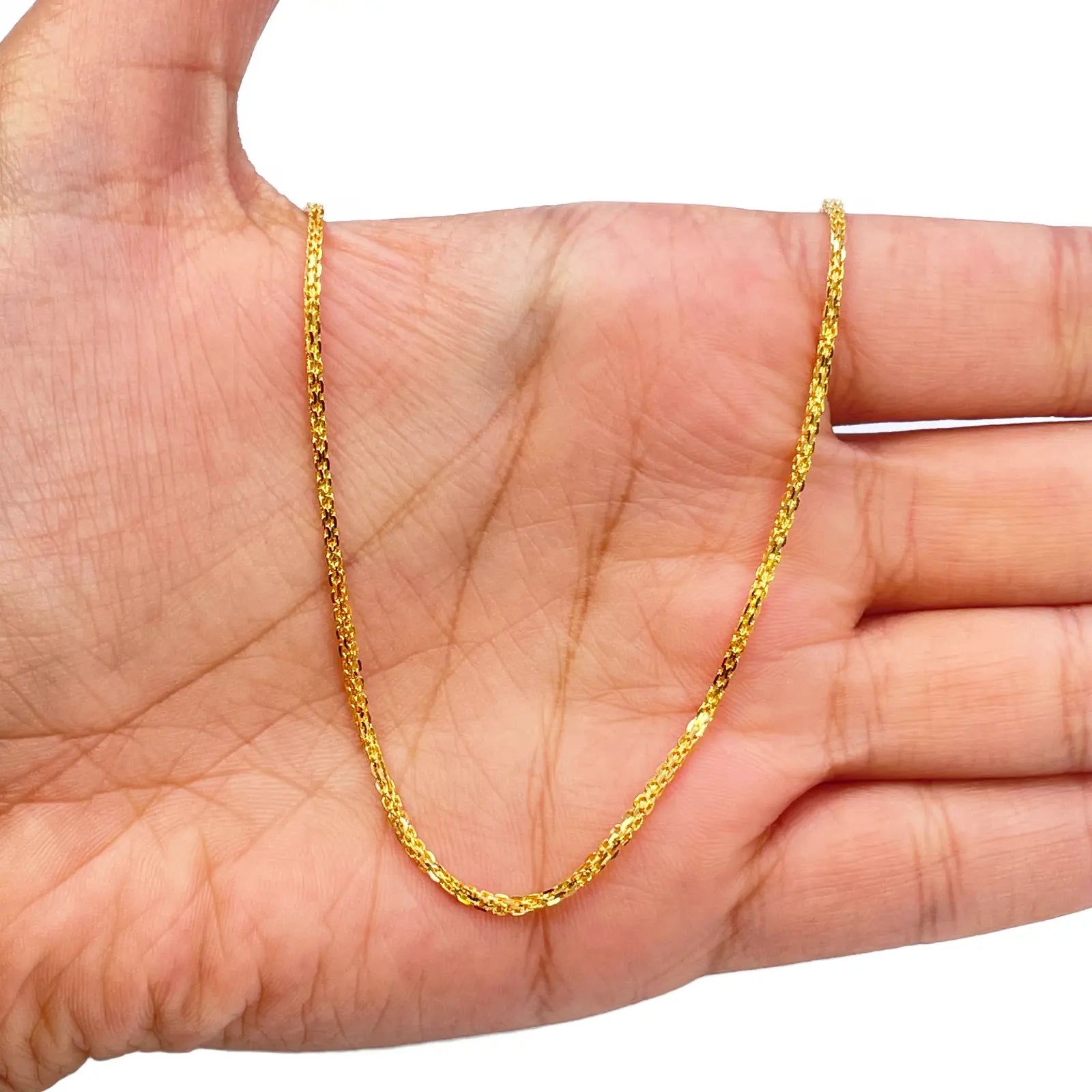 22ct Yellow Gold Solid Fancy Chain Necklace 18'' inches 1.4mm Width 