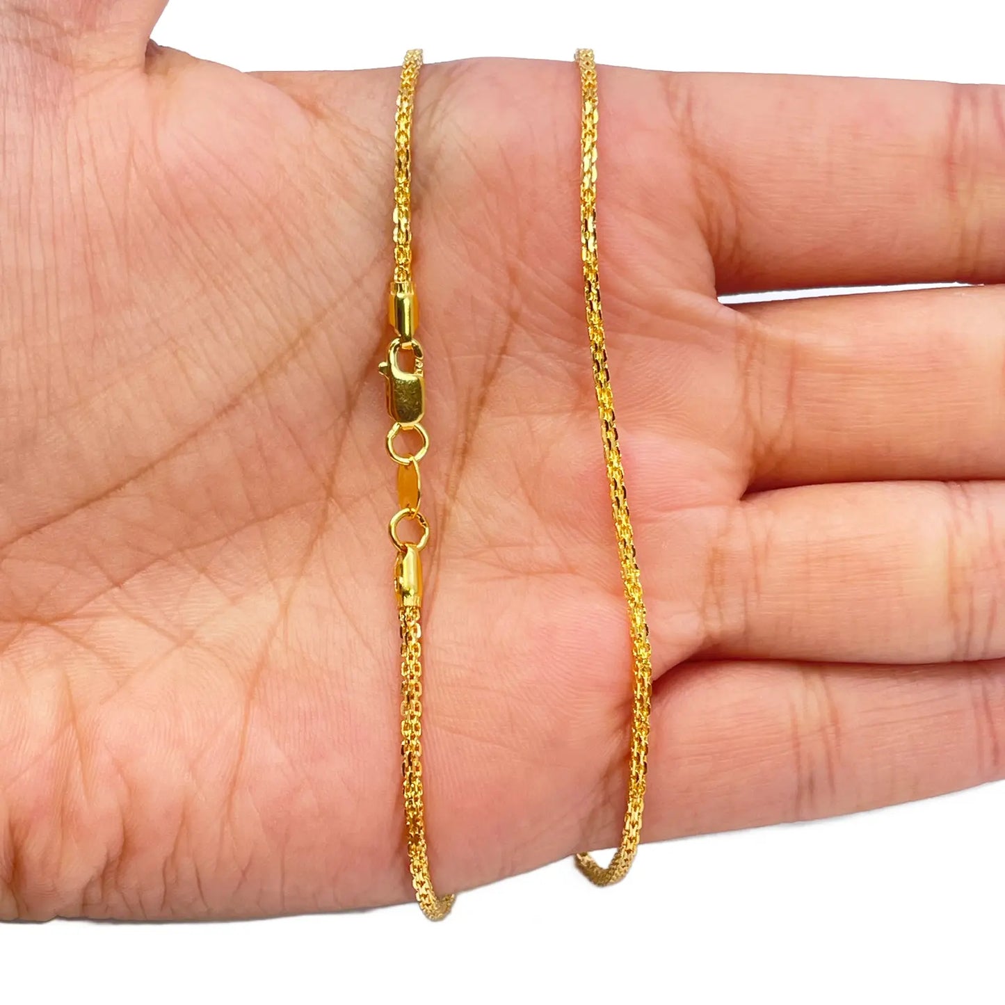 22ct Yellow Gold Solid Fancy Chain Necklace 18'' inches 1.4mm Width 