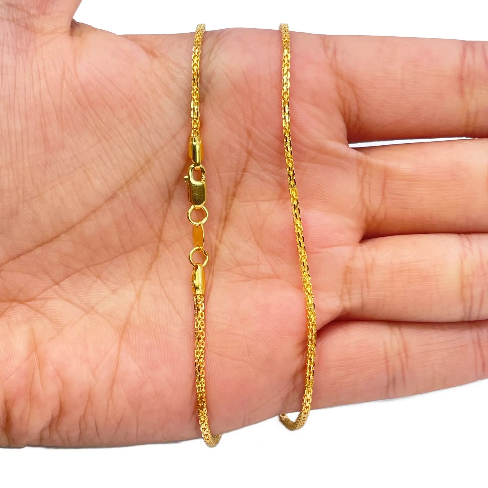 22ct Yellow Gold Solid Fancy Chain Necklace 18'' inches 1.4mm Width 